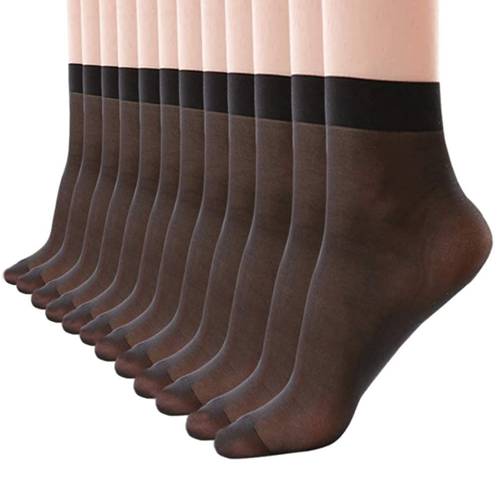 GelldG Strümpfe Damen Nylonsocken transparente knöchelhohen Socken