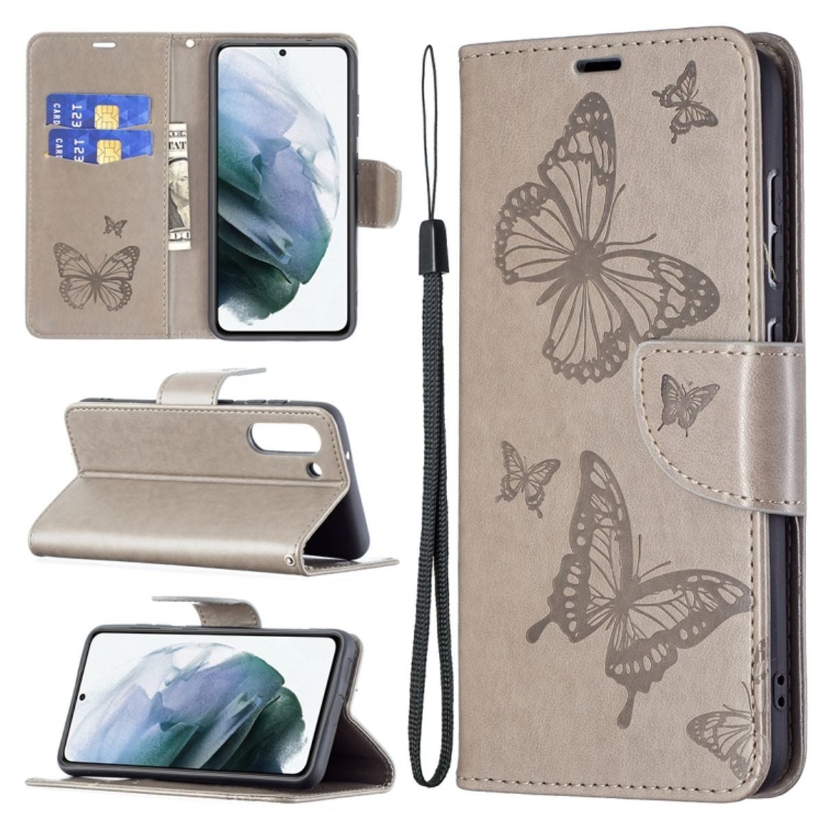 König Design Handyhülle Samsung Galaxy S21 FE, Schutzhülle Schutztasche Case Cover Etuis Wallet Klapptasche Bookstyle