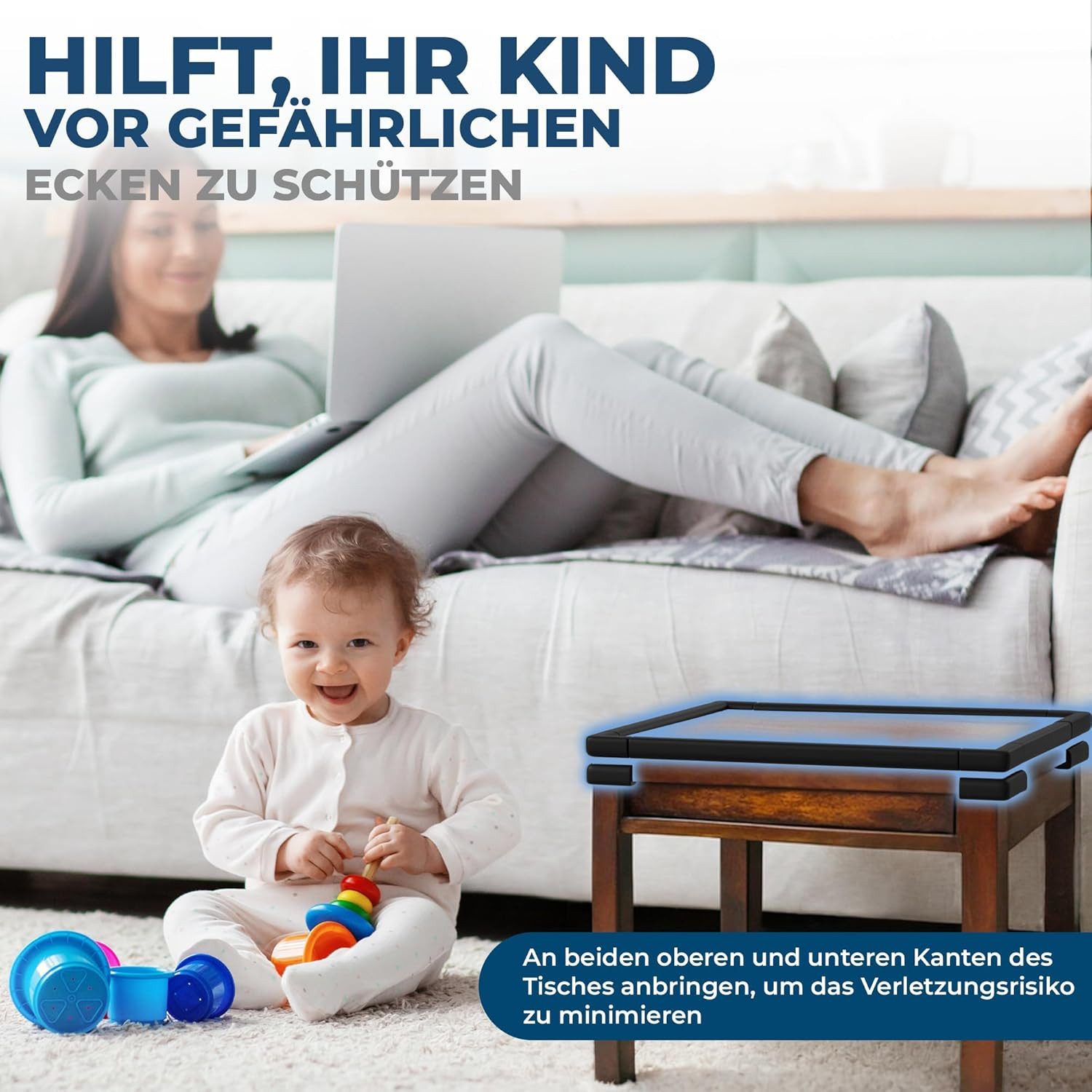 Hoffenbach Kindersicherung Kantenschutz-Set aus Schaumstoff, Eckenschutz und Fingerschutz – Bild 4 von 5