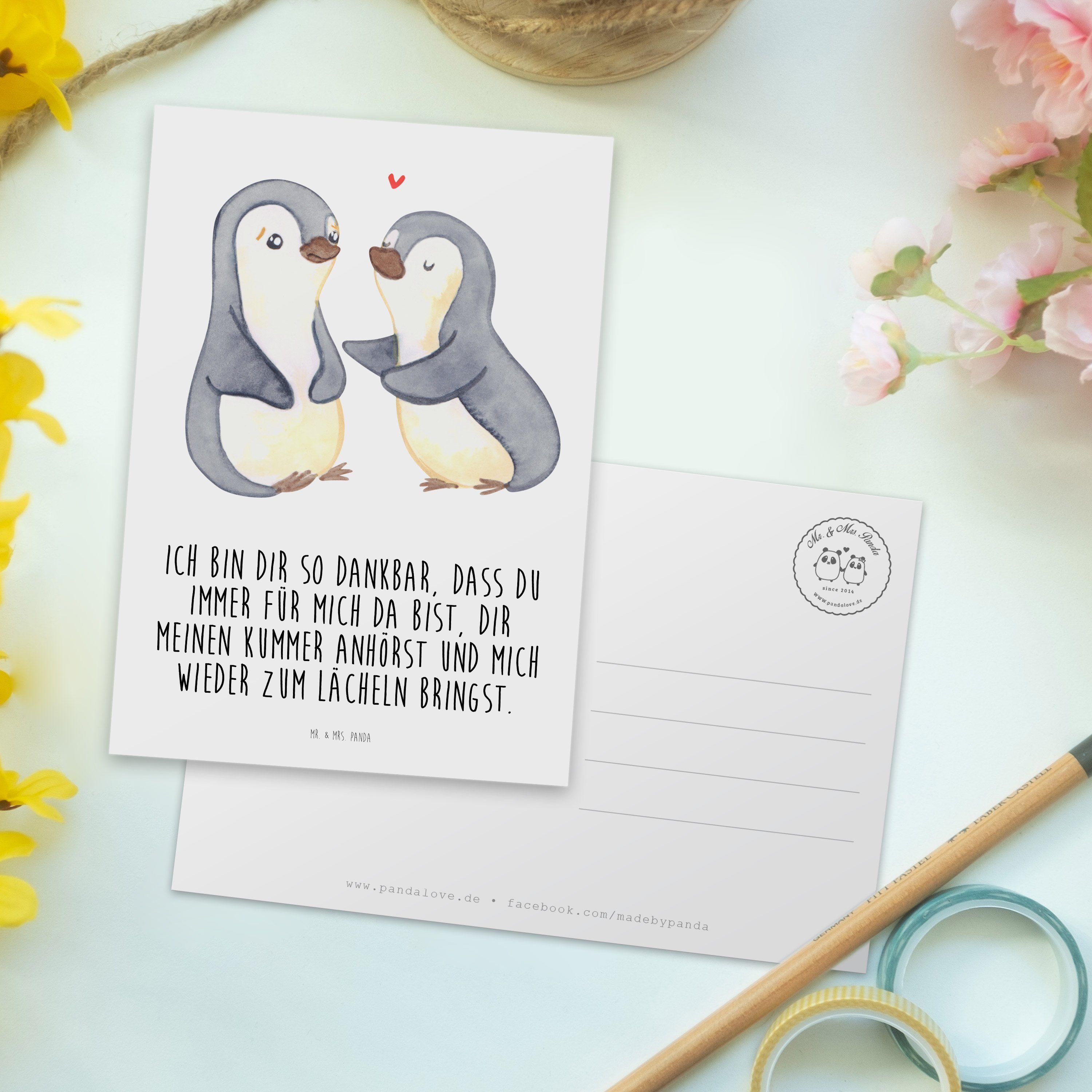 Weiß Panda & - Postkarte Mr. Mrs. - trösten Einladungskarte, Geschenk, Geburtstagskarte Pinguine