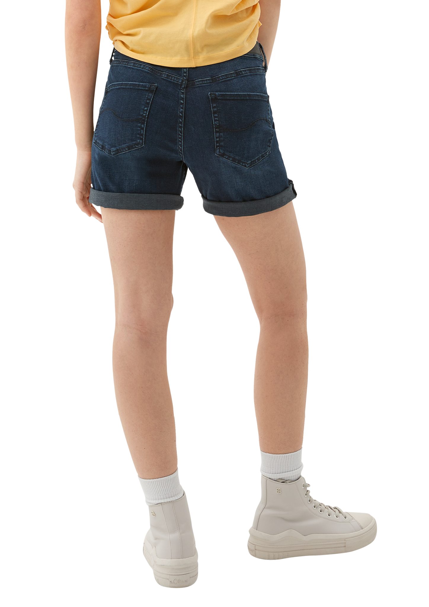 / Fit QS / Abby tiefblau Waschung / Jeans-Shorts Leg Mid Slim Slim Jeansshorts Rise