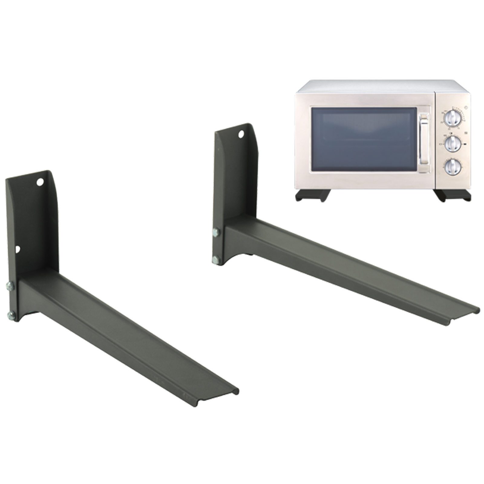 Drall Instruments Mikrowellen-Wandhalterung H76B, (2-tlg., Universal Mikrowellenhalterung bis 30 kg, Mikrowelle Ablage Wand Regal)