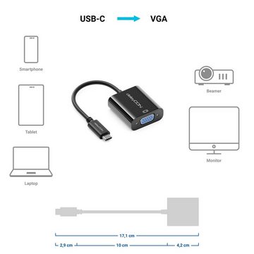 deleyCON deleyCON USB-C auf VGA Adapter Konverter 1200p Dual WUXGA C-Stecker USB-Adapter