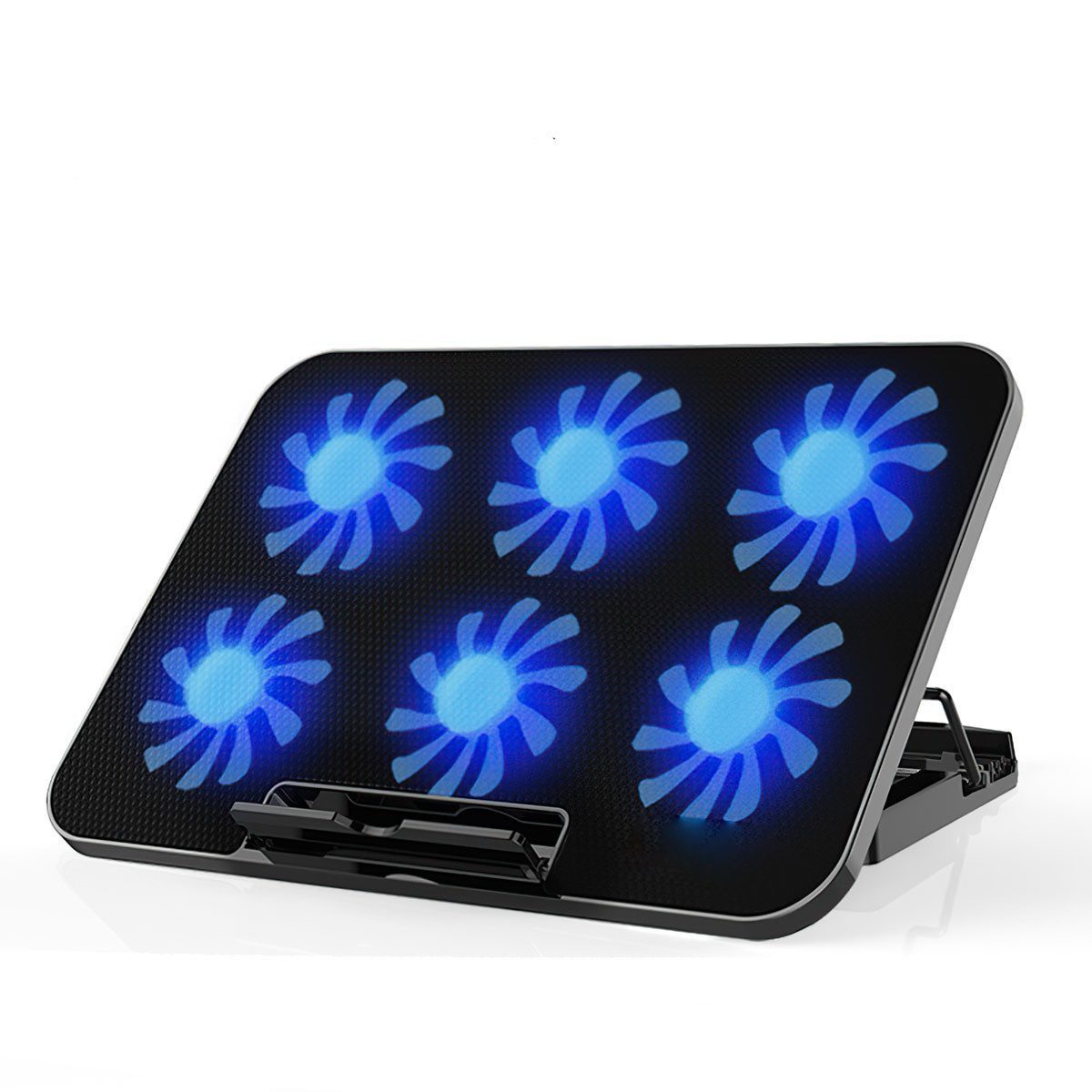 GOOLOO Notebook-Kühler Laptop Kühler, 6 Leise Fans Gaming Laptop Cooler Kühlpads, 6 Höhenverstellbar 2 USB Ports Einstellbarer Geschwindigkeit