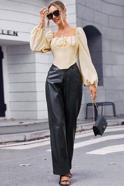 ZWY Bigshirt Damenmode lässig sexy Bluse mit quadratischem Ausschnitt