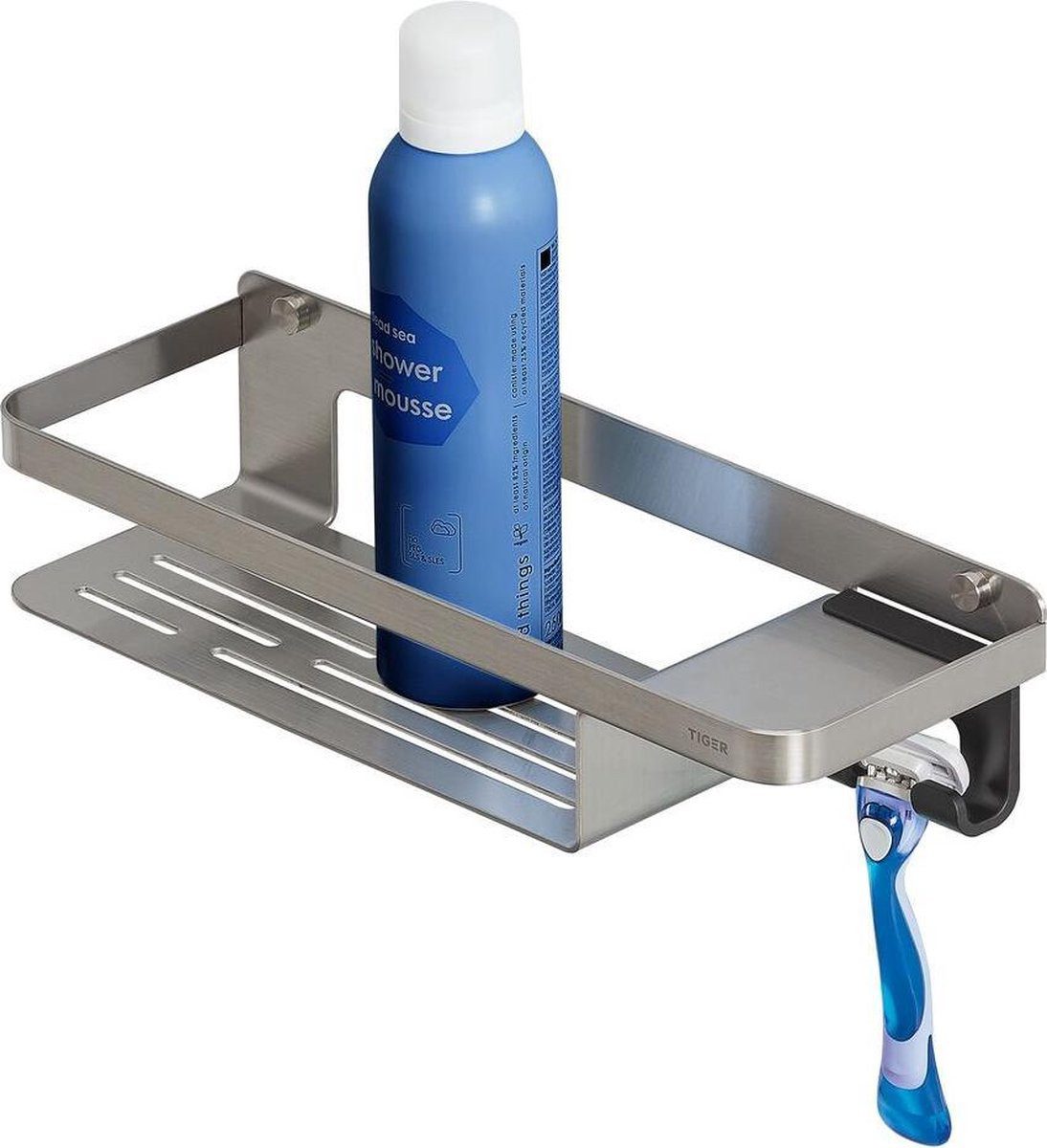 Tiger Duschkorb Caddy Doucherek mit Haken 32 cm, gebürstetes RVS