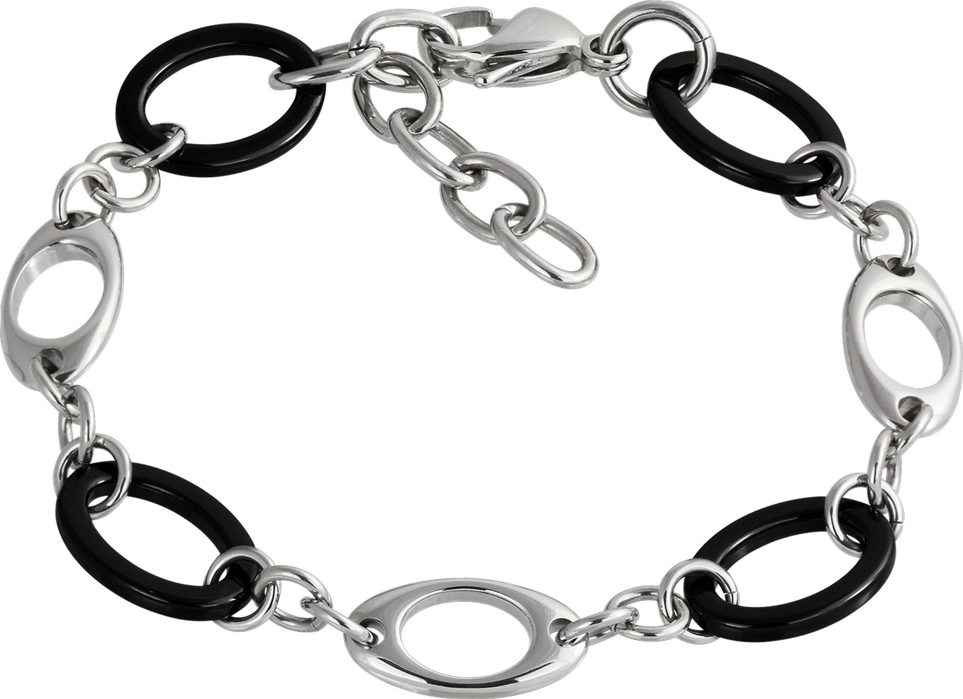 Damen Amello schwarz (Stainless für Edelstahl Steel) Kegel Armbänder Armband (Armband), Edelstahlarmband silber Amello