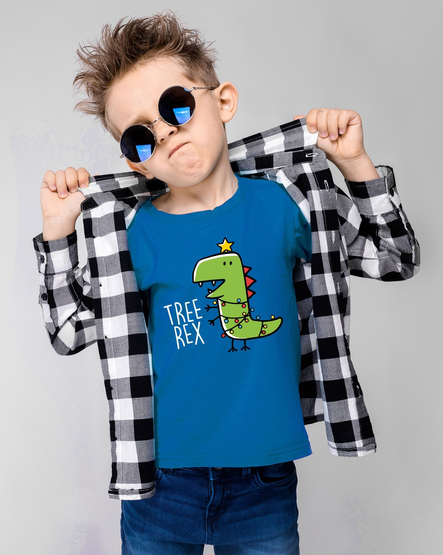 MoonWorks Print-Shirt Kinder T-Shirt Dinosaurier Tree Rex Christmas Tyrannosaurus XMAS