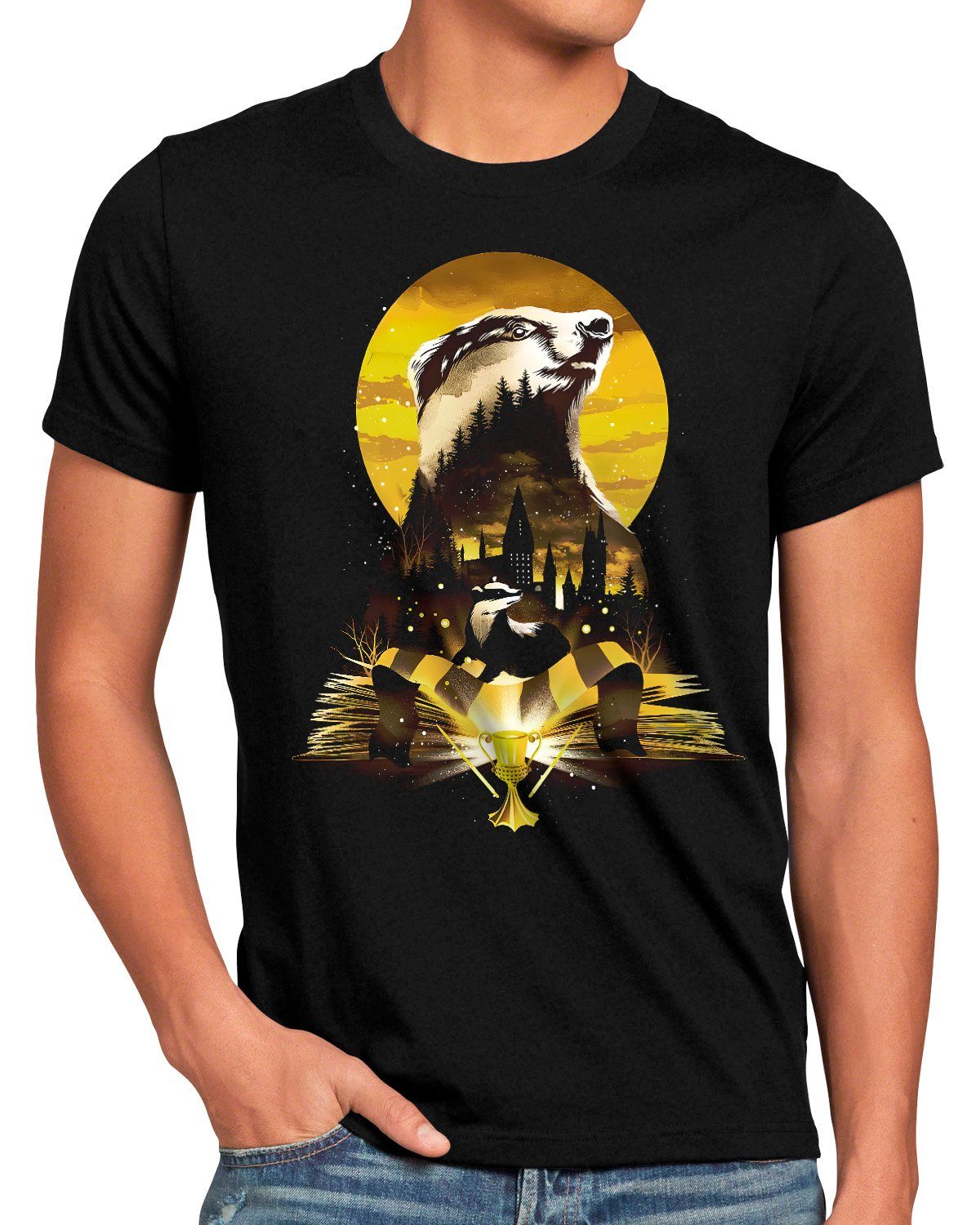 style3 Print-Shirt Herren T-Shirt House legacy hufflepuff gryffindor Badger hogwarts potter harry slytherin ravenclaw