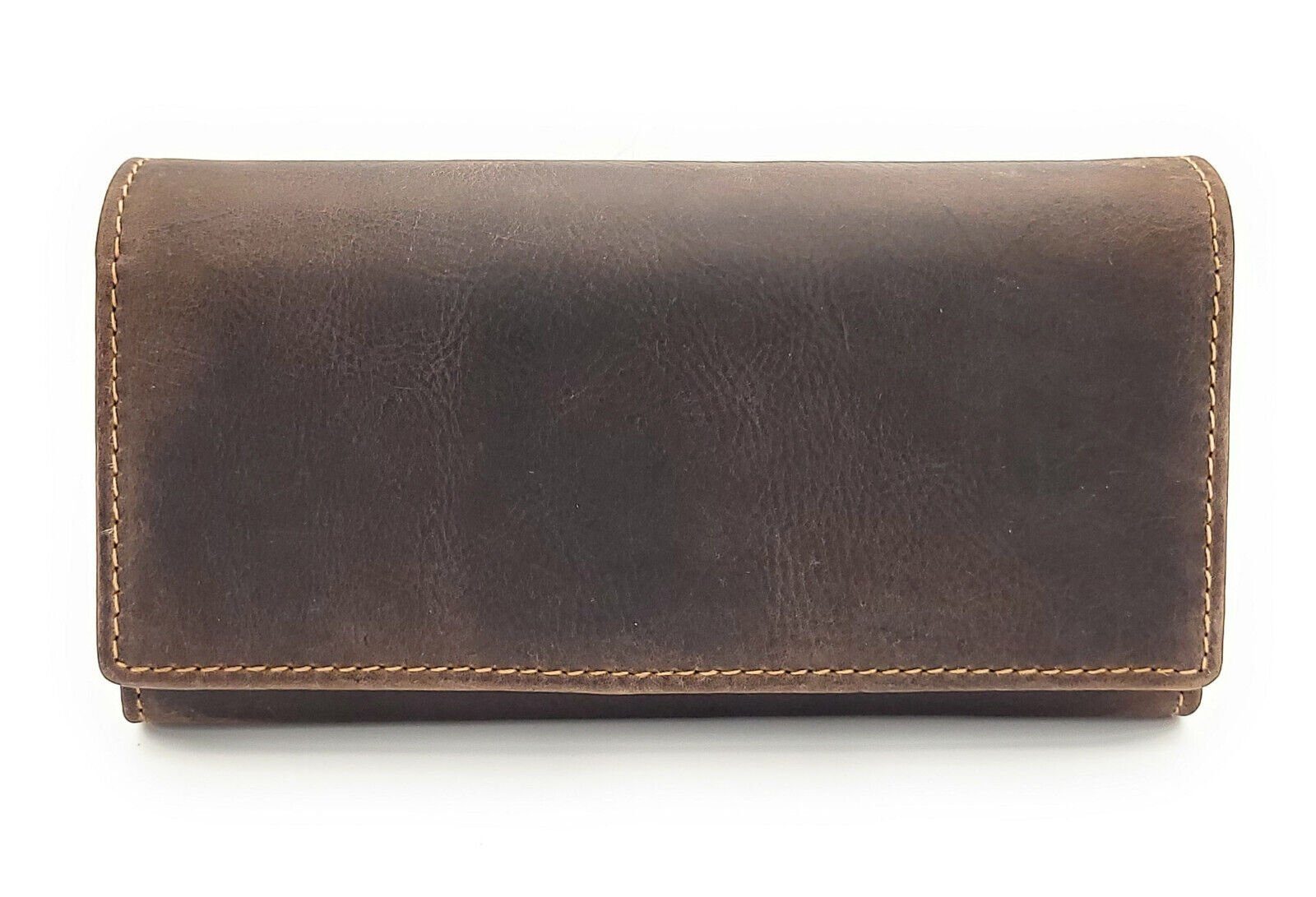 JOCKEY CLUB Geldbörse echt Leder Damen Portemonnaie mit RFID Schutz, hochwertiges Rindleder in Vintage Braun