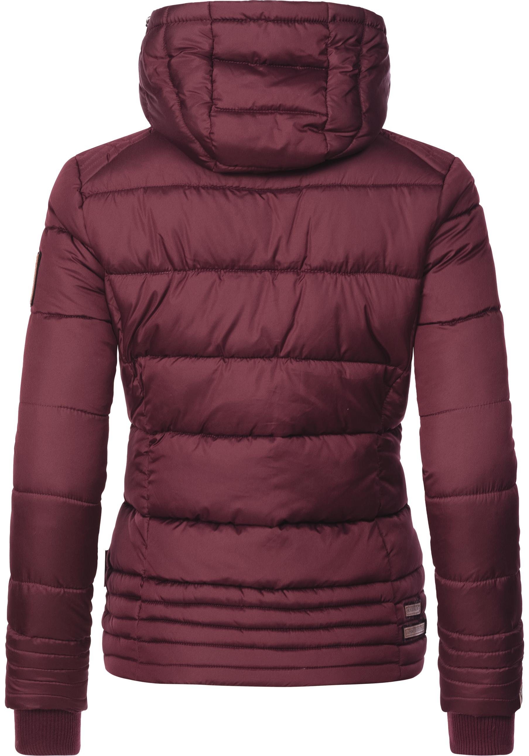 Marikoo Winterjacke Sole modisch taillierte Steppjacke weinrot für Winter den Damen