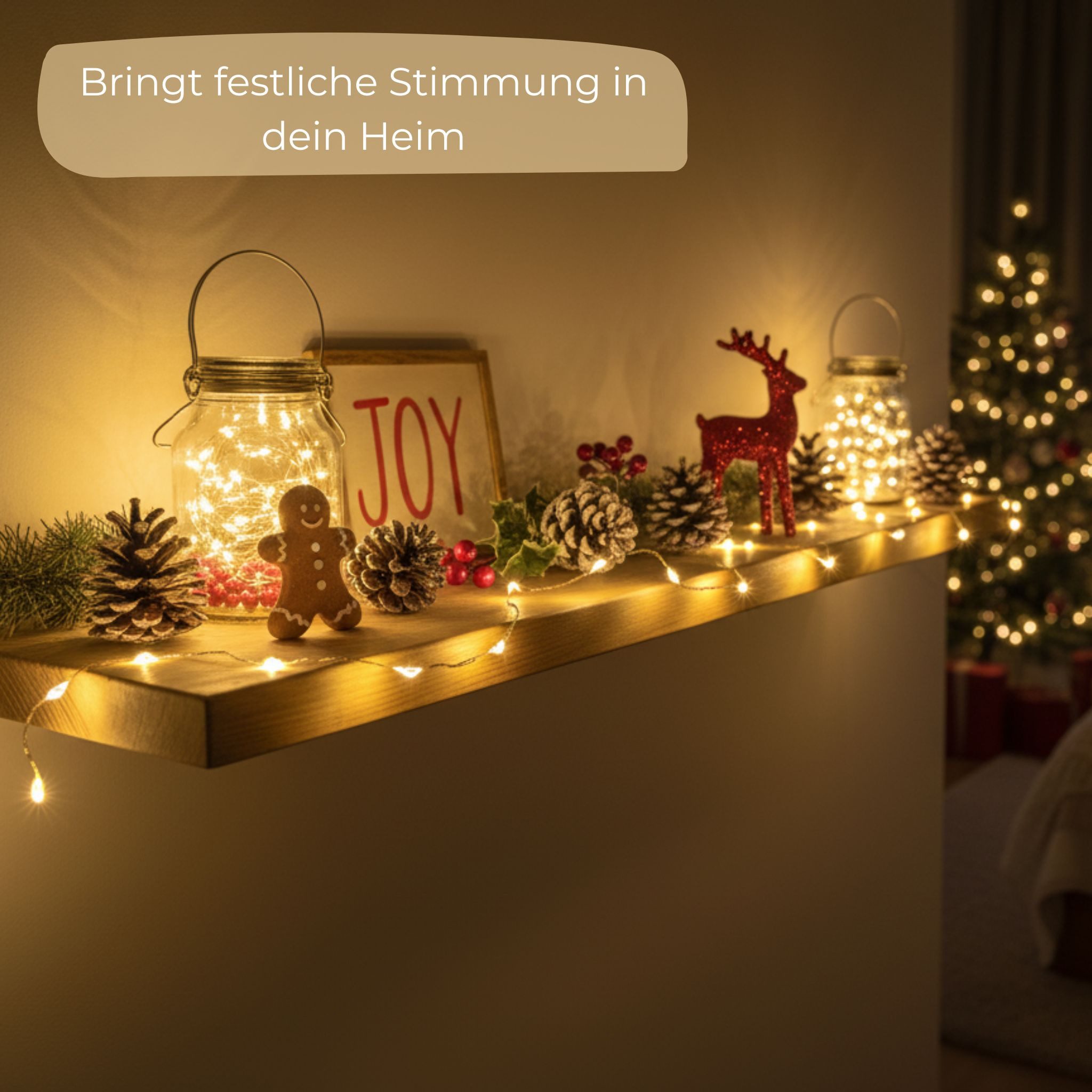 matches21 HOME & HOBBY LED-Lichterkette Mini Lichterkette 1 m, 20 LED Timer Batterie warmweiß innen, 20-flammig, Micro Draht Beleuchtung Indoor Leuchtdeko – Bild 5 von 5