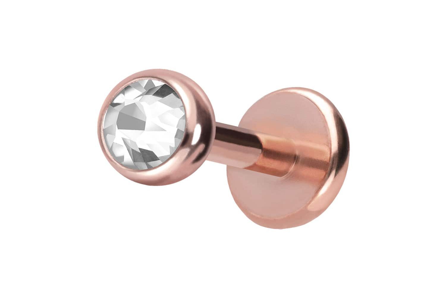 PIERCINGLINE Piercing-Set Titan Labret mit Push Fit KRISTALL (Labrets, 1-tlg)