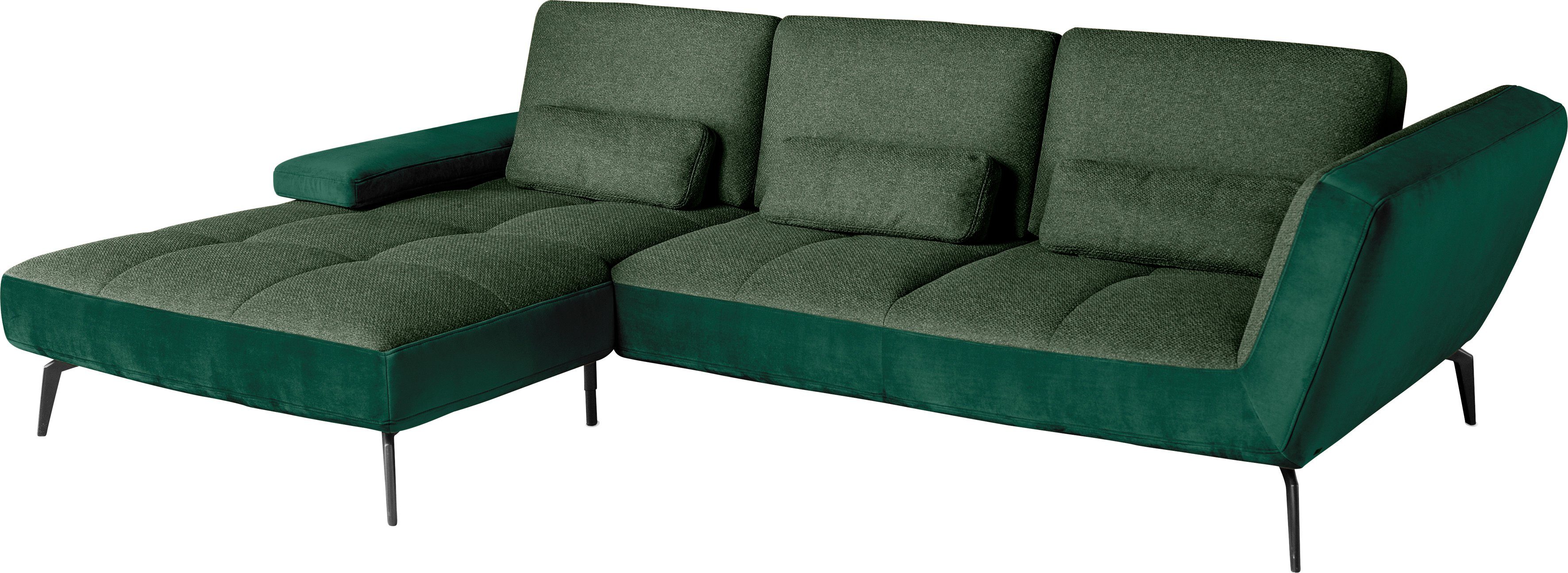 Sitztiefenverstellung by dunkelgrün162/dunkelgrün38 inklusive Nierenkissen SO one und Musterring 4300, Ecksofa set