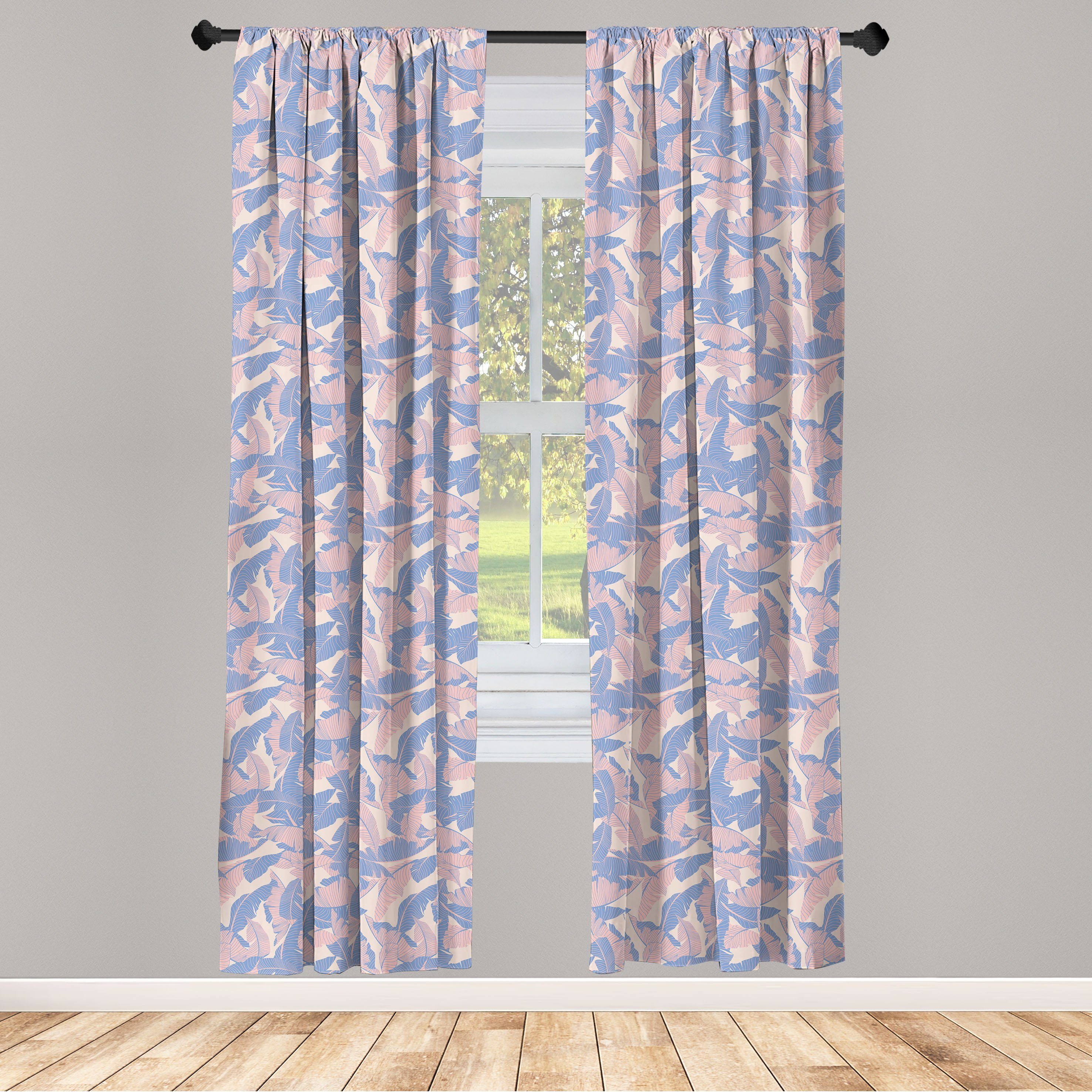 Gardine Vorhang für Wohnzimmer Schlafzimmer Dekor, Abakuhaus, Microfaser, Tropisch Palmblätter Weiche Töne