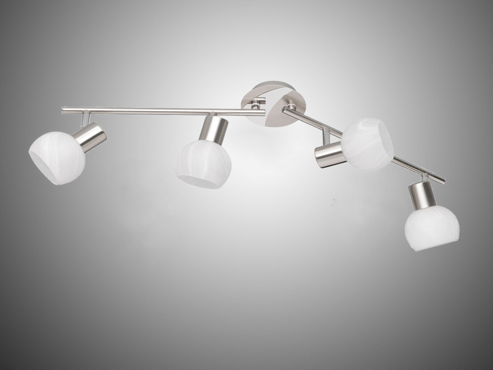 Reality Leuchten LED Deckenstrahler, Dimmfunktion, LED wechselbar, Warmweiß, innen, Bürobeleuchtung Treppenhaus Lampenschirme Glas Weiß, B 69cm