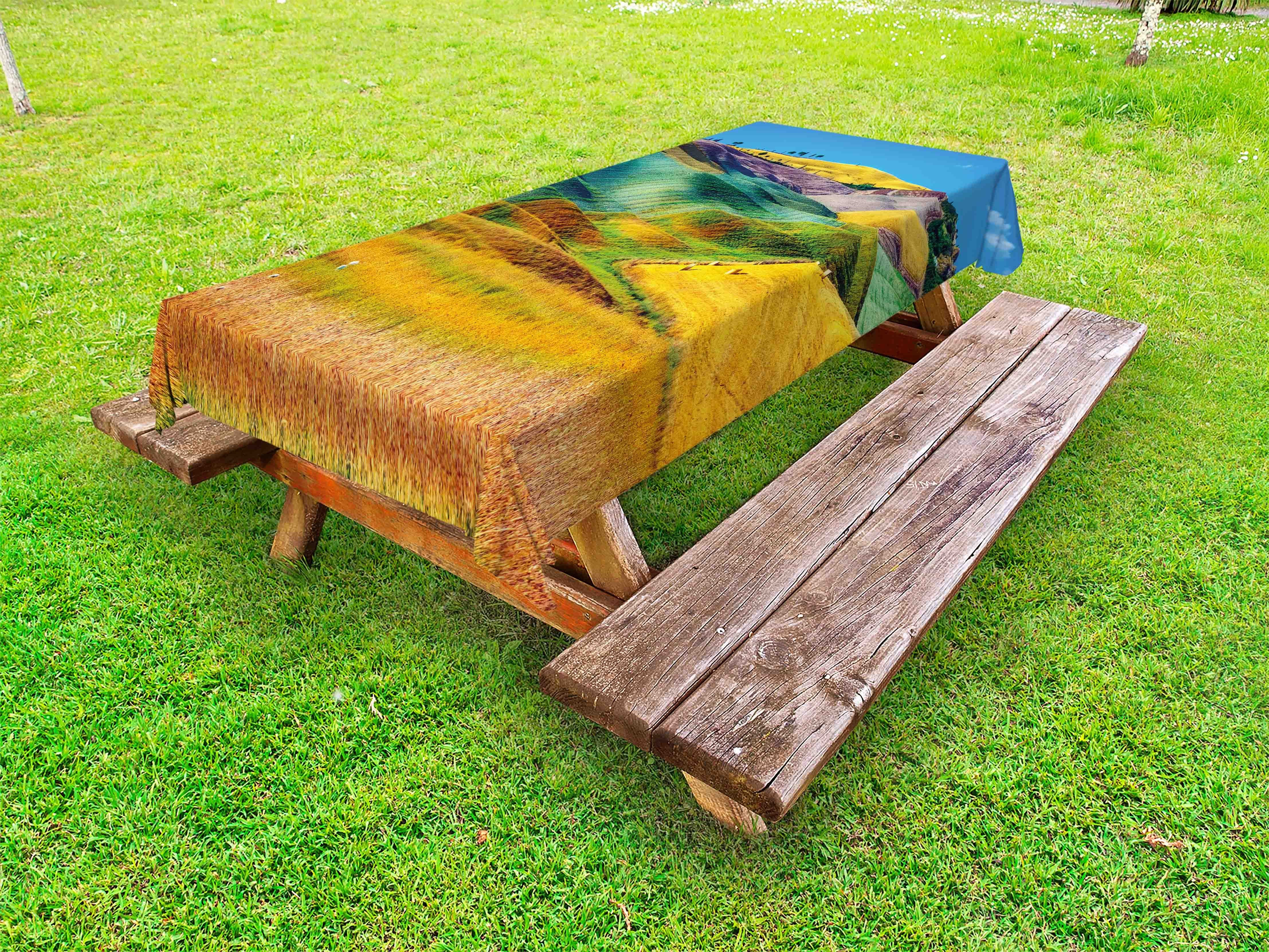 Abakuhaus Tischdecke dekorative waschbare Picknick-Tischdecke, Herbstlich Landwirtschaftliche Ansicht der Kulturen