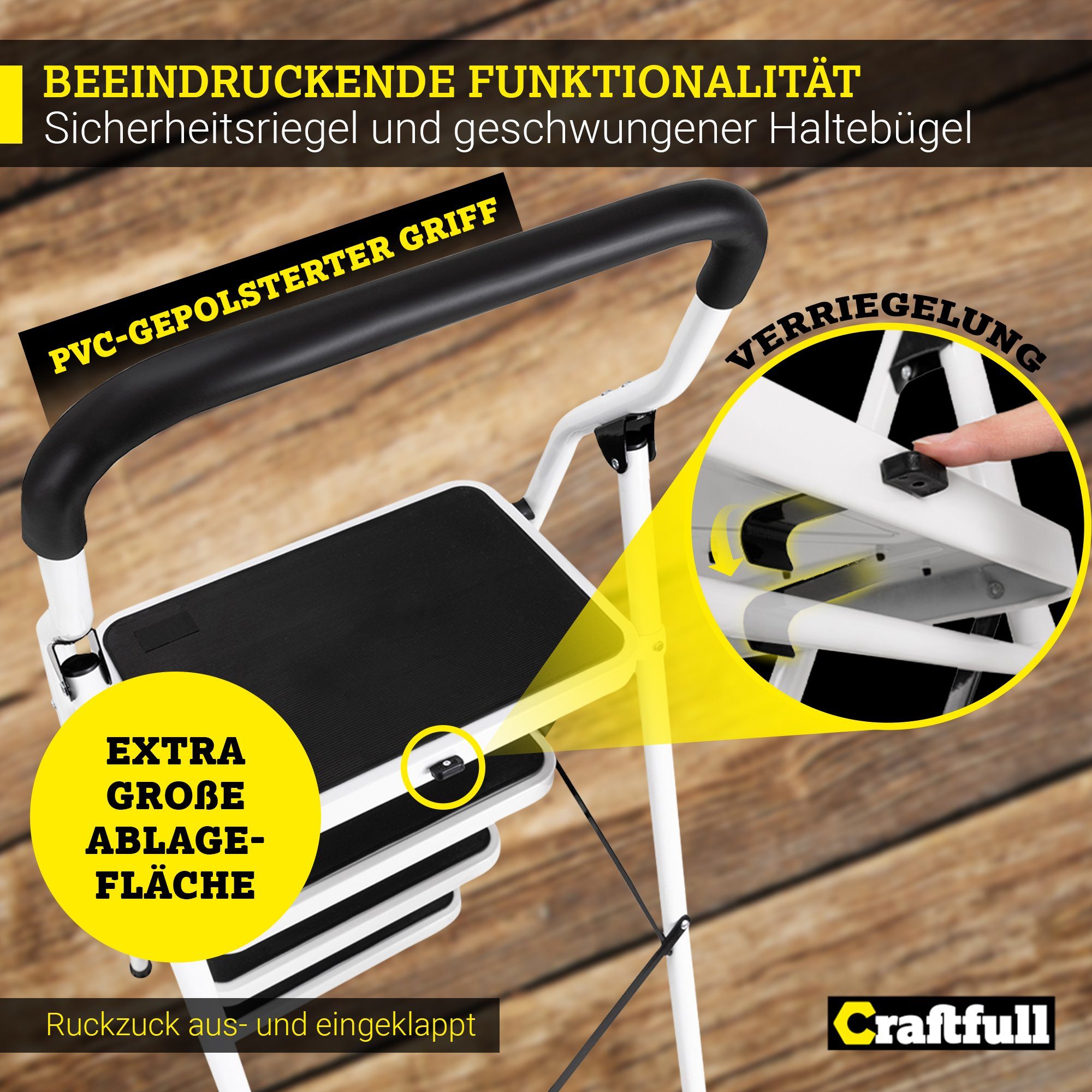 Eawfgtuw Leiter Arbeitsbühne Faltbar - 150kg Tragkraft Eisen Konstruktion