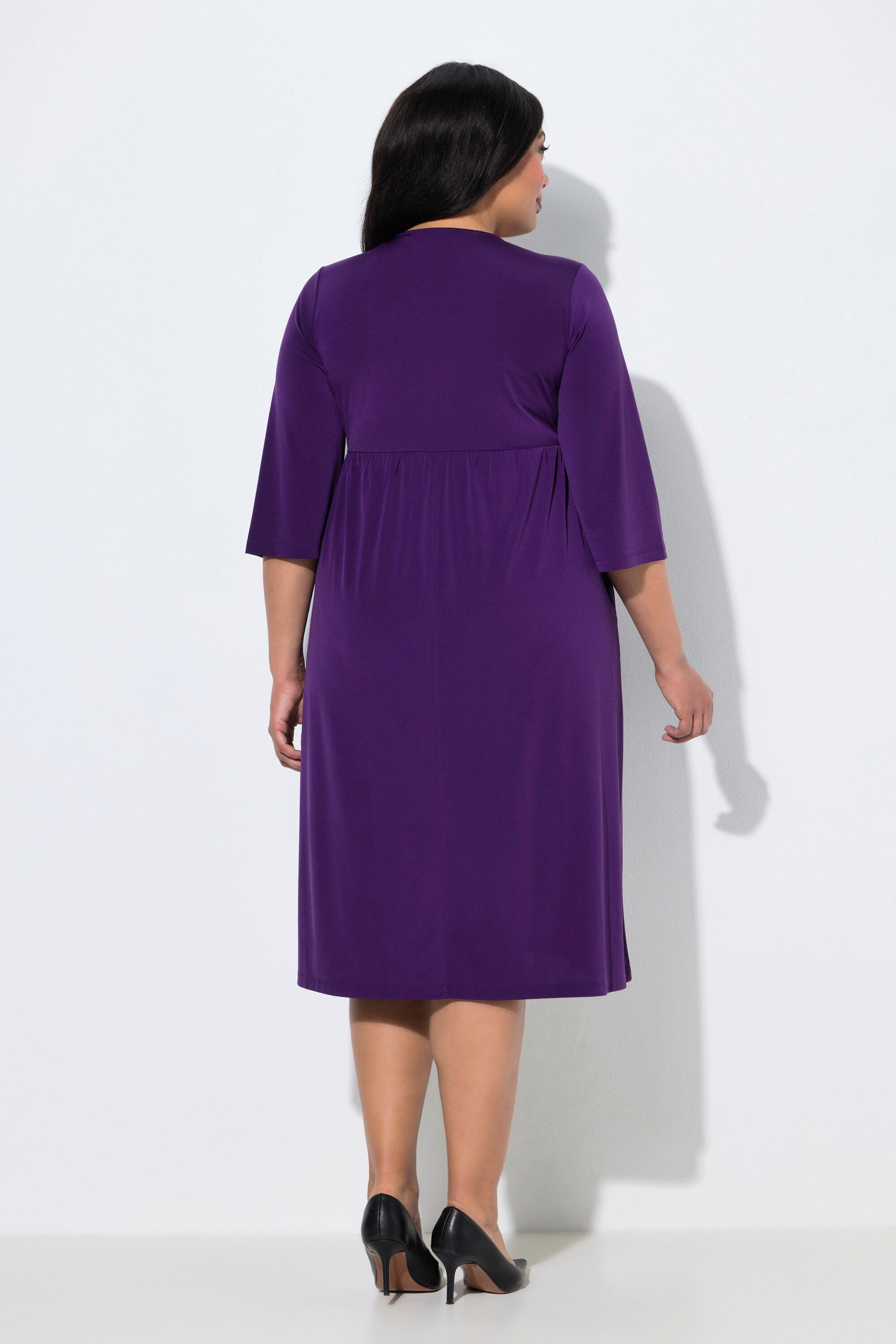Ulla Popken Maxikleid Jerseykleid Wickeloptik A-Linie V-Ausschnitt