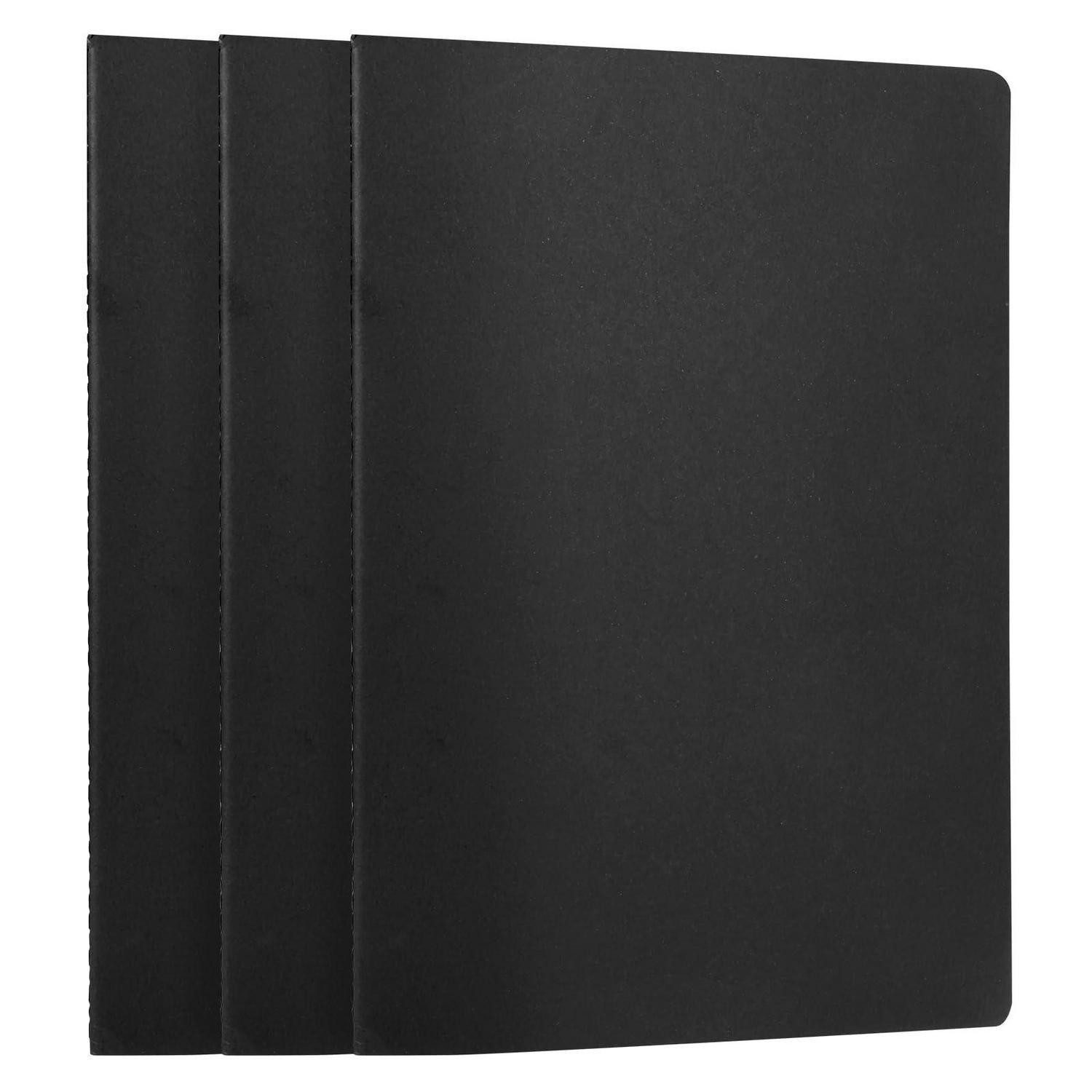 LuxusKollektion Notizblock Notizbuch A4 Blanko 3er-Pack Schwarz 80S