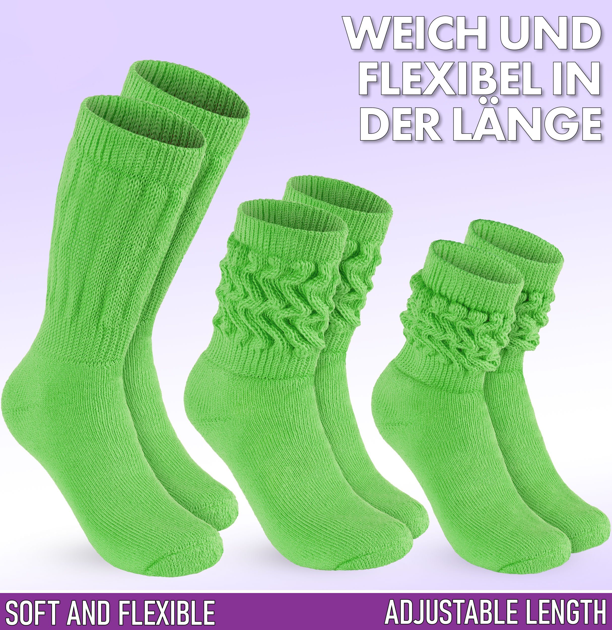 BRUBAKER Schoppersocken 3er Set Slouch Socken - Damen Baumwollsocken für Sport und Freizeit (3-Paar) Lässige Retro-Socken für Frauen - Scrunch Knit Damensocken