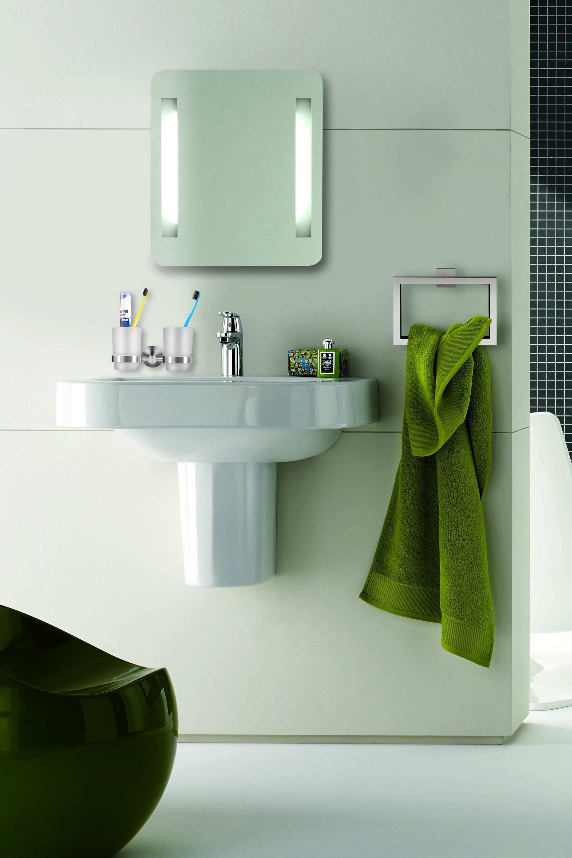 Ambrosya Zahnbürstenhalter Zahnbürstenhalter aus Edelstahl mit Glas - Zahnputzbecher Halter, einfache Selbstmontage