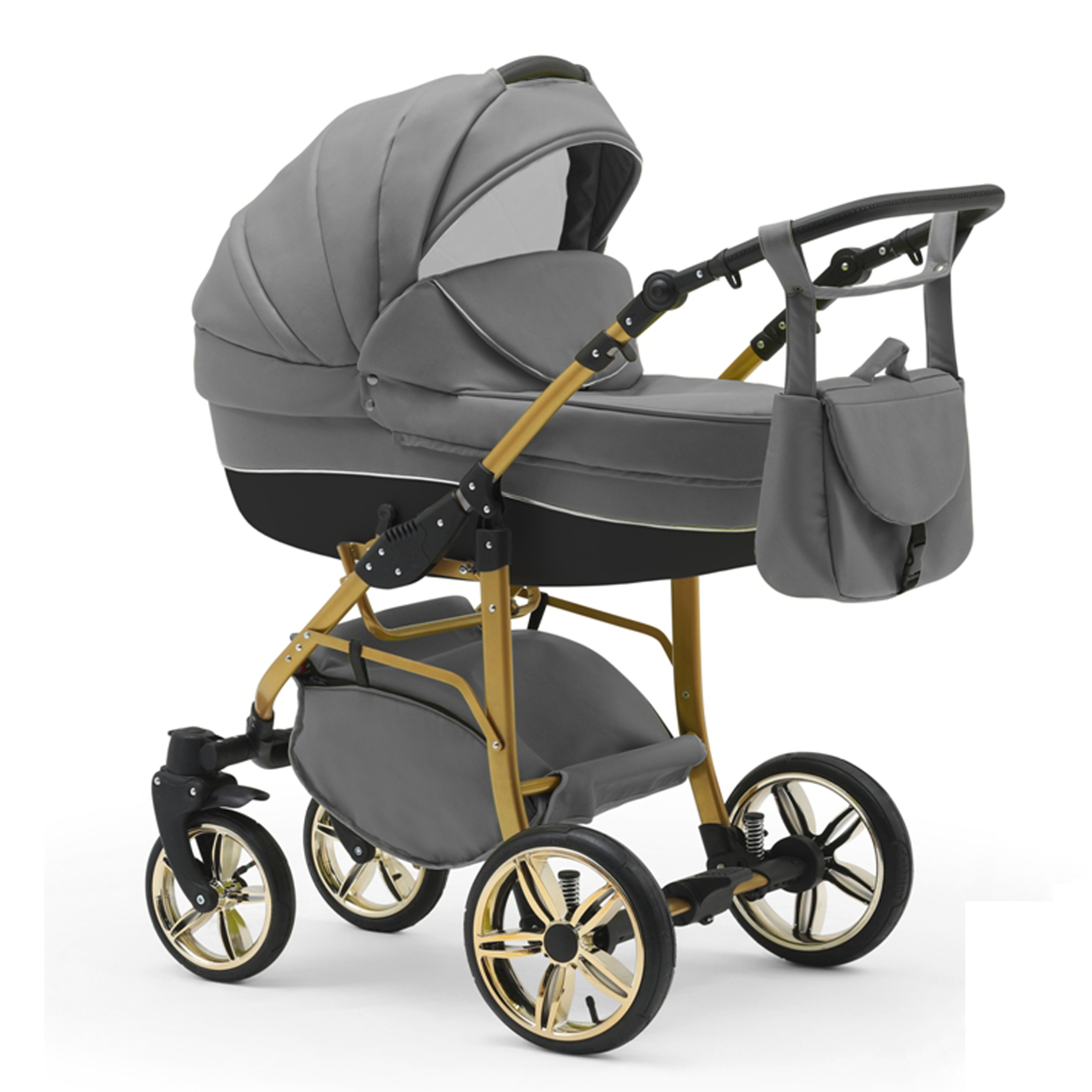 Kinderwagen-Set Teile Farben in in Grau-Schwarz 2 - 1 Gold 13 Kombi-Kinderwagen babies-on-wheels - 46 Cosmo