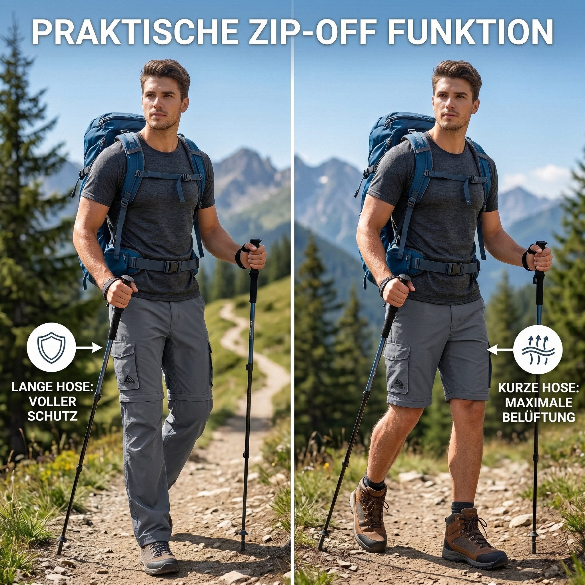 Cox Swain Trekkinghose Herren Outdoor‑Funktionshose, atmungsaktiv, schnelltrocknend leicht • robust • viele Taschen