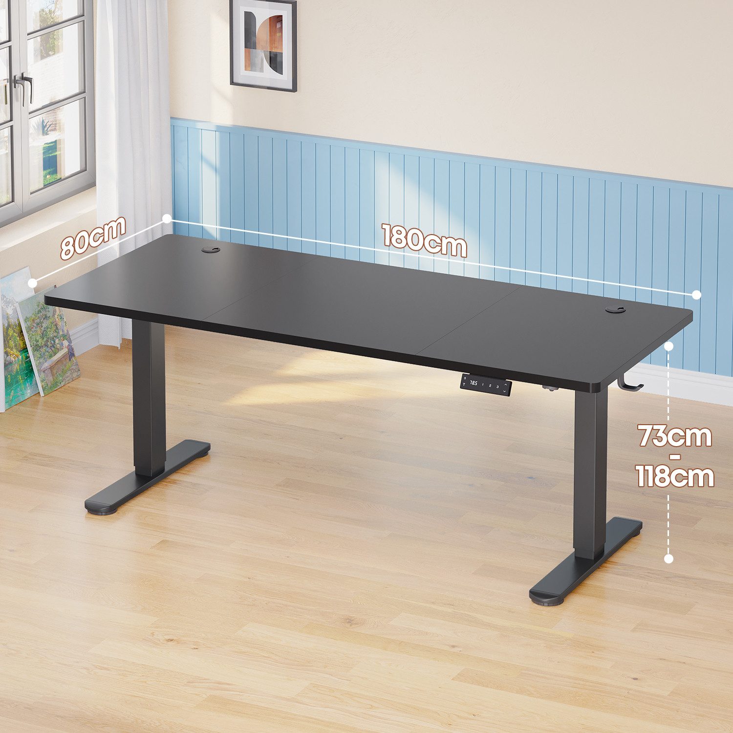 HOMALL Schreibtisch Höhenverstellbarer Schreibtisch mit 3 Höhen-Speicherfunktionen (Mehrere GrdBen 120/140/160/180/200 cm mit 1 USB-Ladanschlus Tischplate mit einerTiefe von 80 cm Der Tisch besteht aus ver Tischplaten)