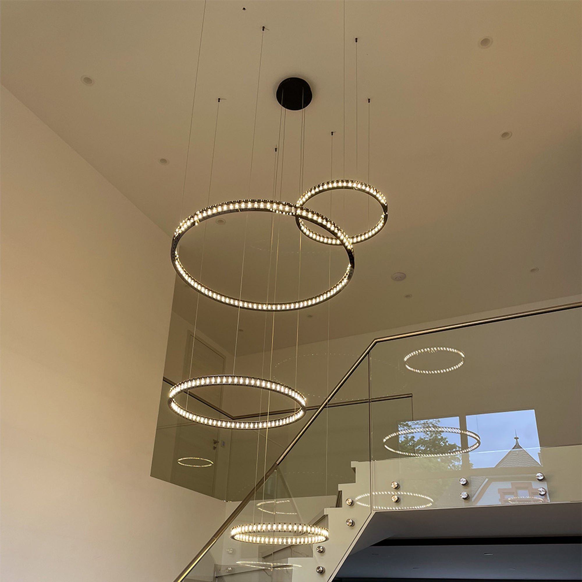 s.luce Pendelleuchte Atom Ring LED-Pendelleuchte Dimmbar Schwarzchrom, Warmweiß