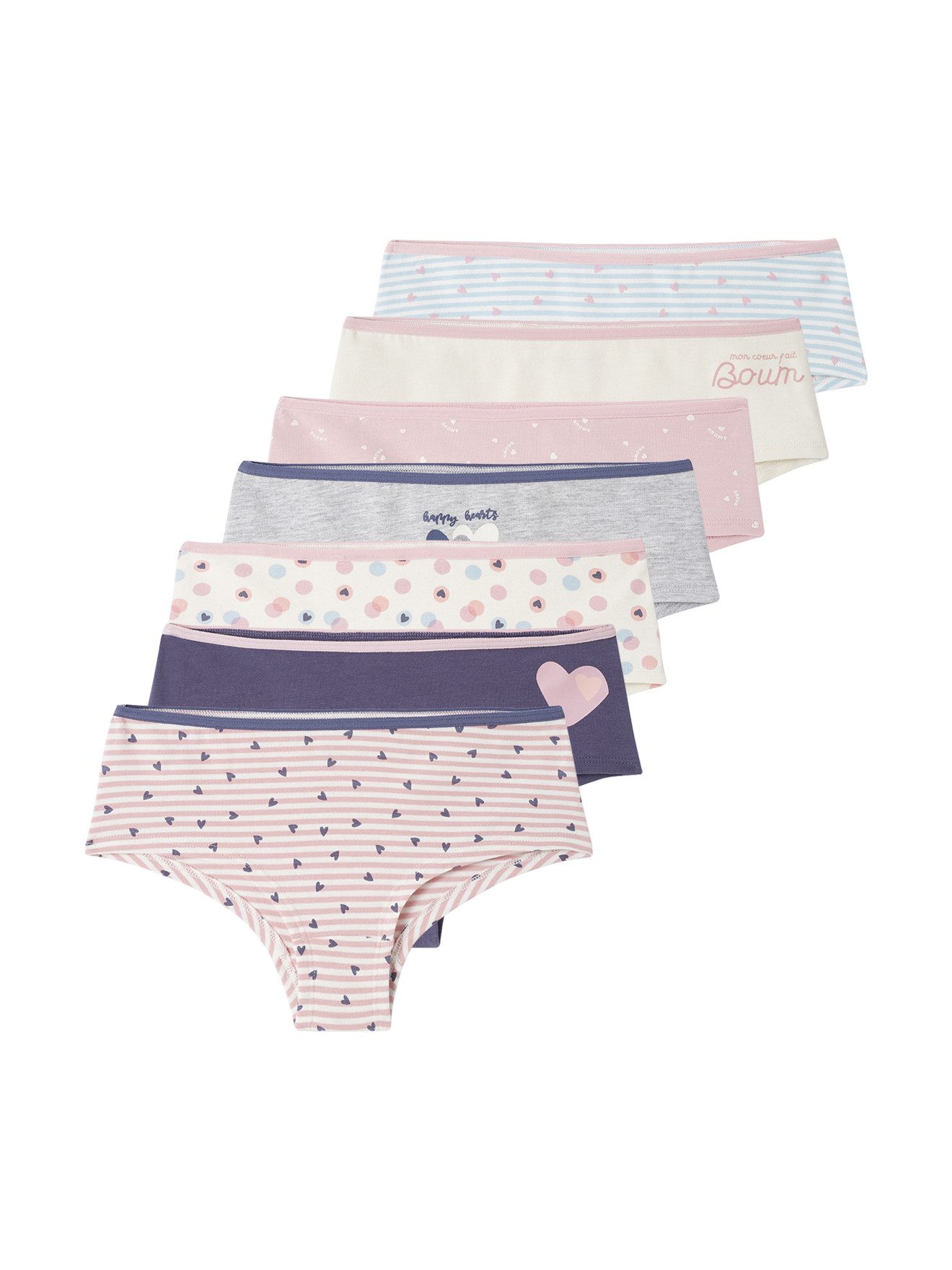 Slip 7er-Pack Mädchen Shortys, Herzen