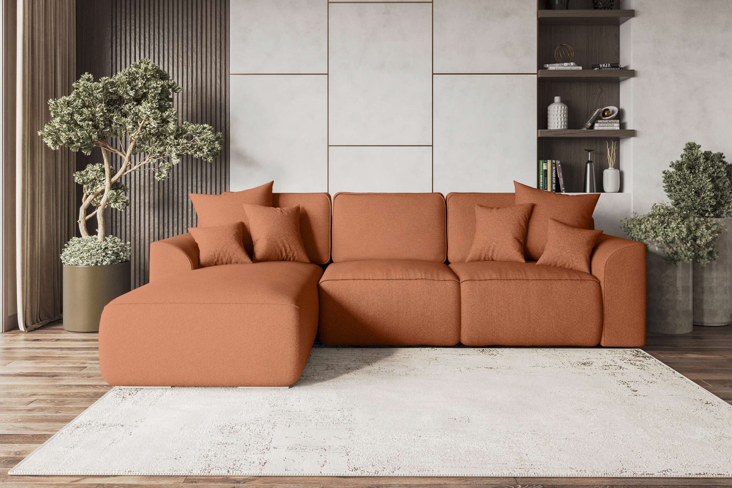 99rooms Ecksofa Gusto, Sofa L-Form, Eckcouch, mit Schlaffunktion, abnehmbaren Rückenkissen, Bezug-Strukturstoff NEVE