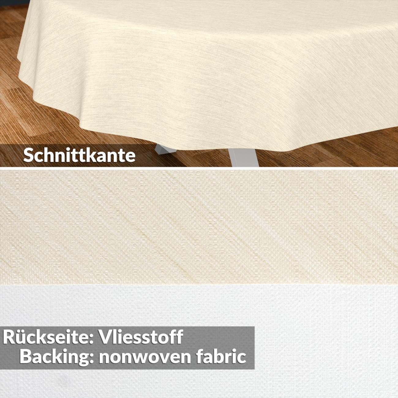 ANRO Tischdecke Wachstuchtischdecke Gartentischdecke Wachstischdecke (Einzelstück 1-tlg), Glatt 140x160cm Oval wasserabweisend