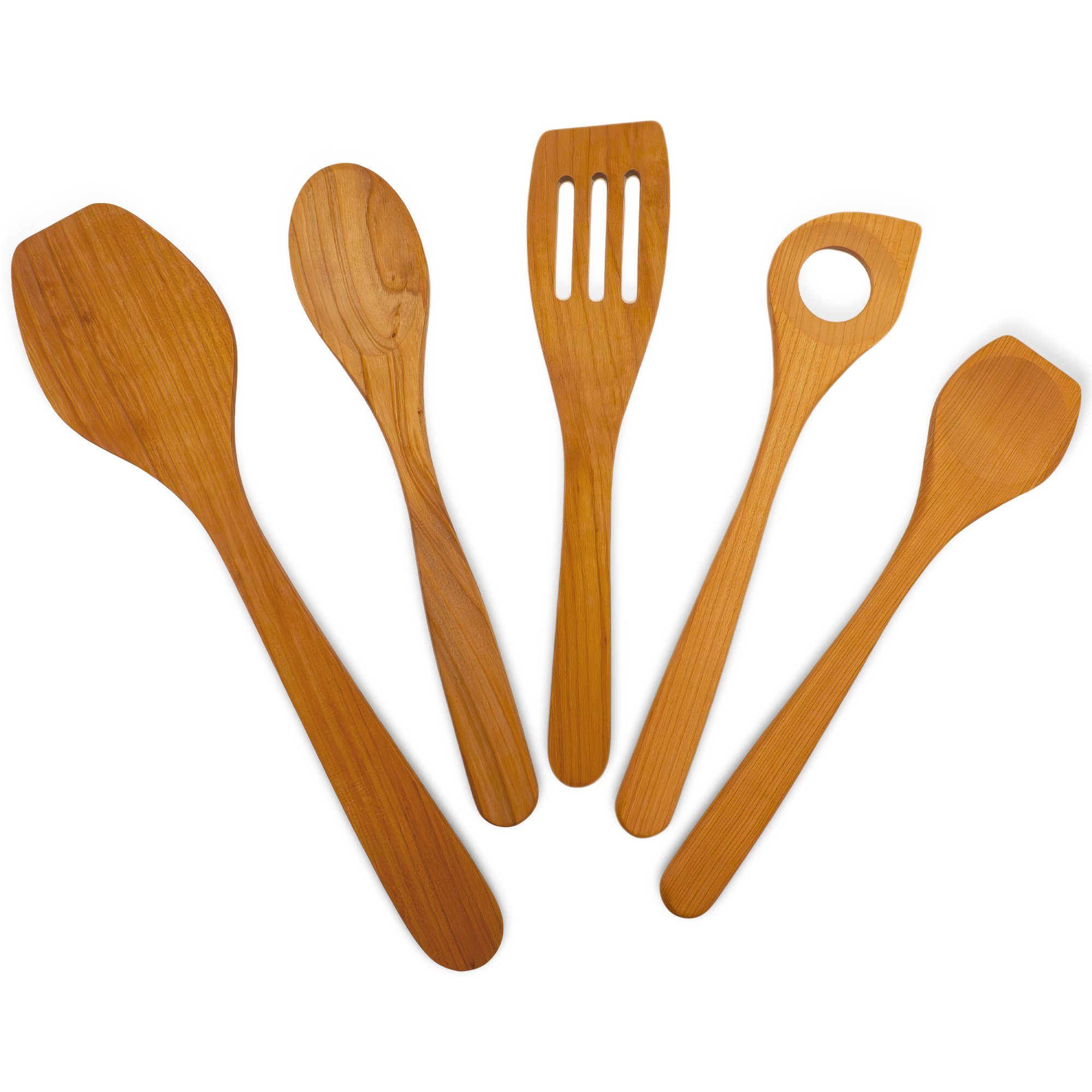 Pfannenwender 5er Küchenutensilien-Set aus Kirschholz