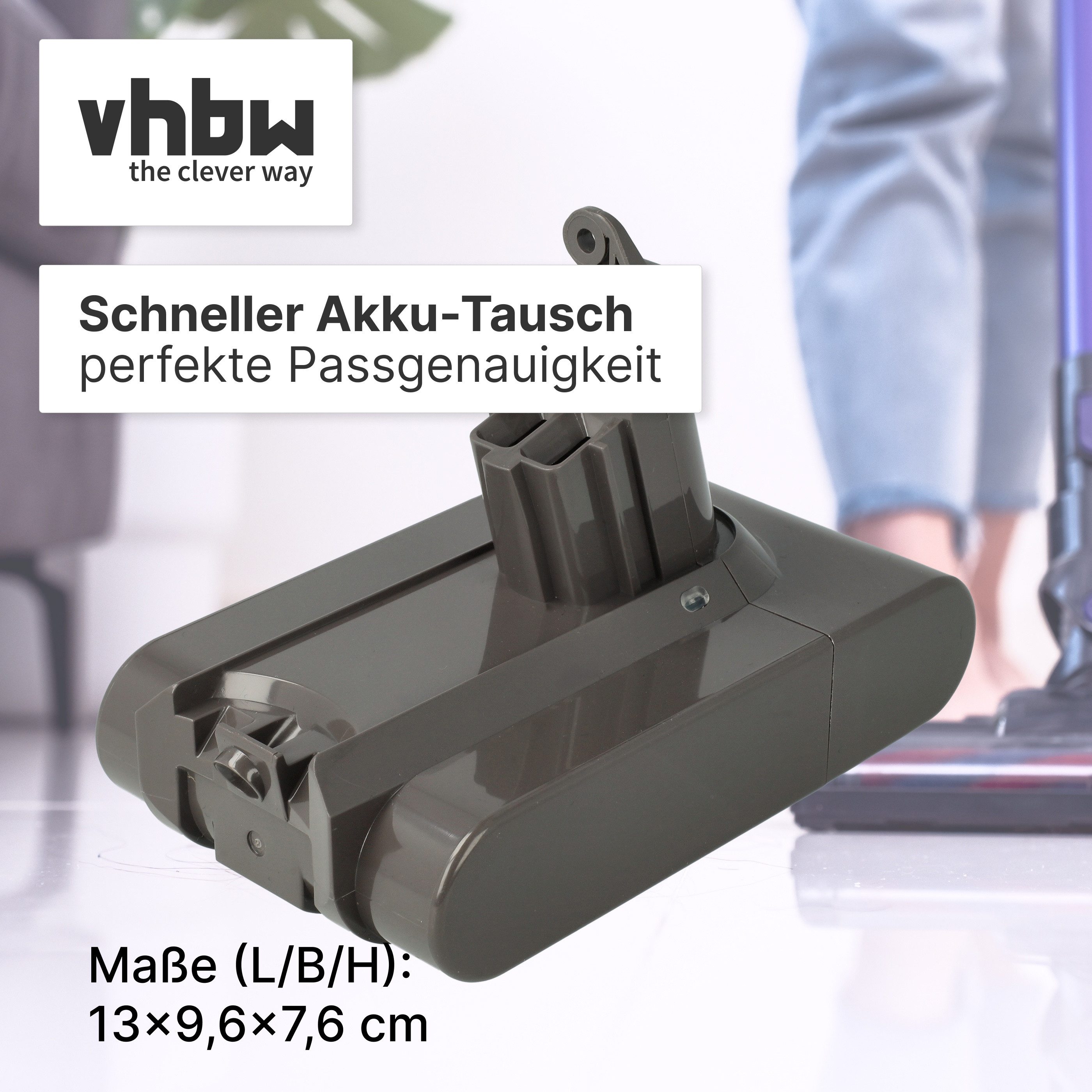 vhbw passend für Dyson DC72, DC59 Animal V6, DC62, DC61, DC62 Animal, DC59 Staubsauger-Akku Akku Li-Ion 2000 mAh (21,6 V, 1 St), Leistungsfähiger Austausch-Akku – Bild 4 von 5