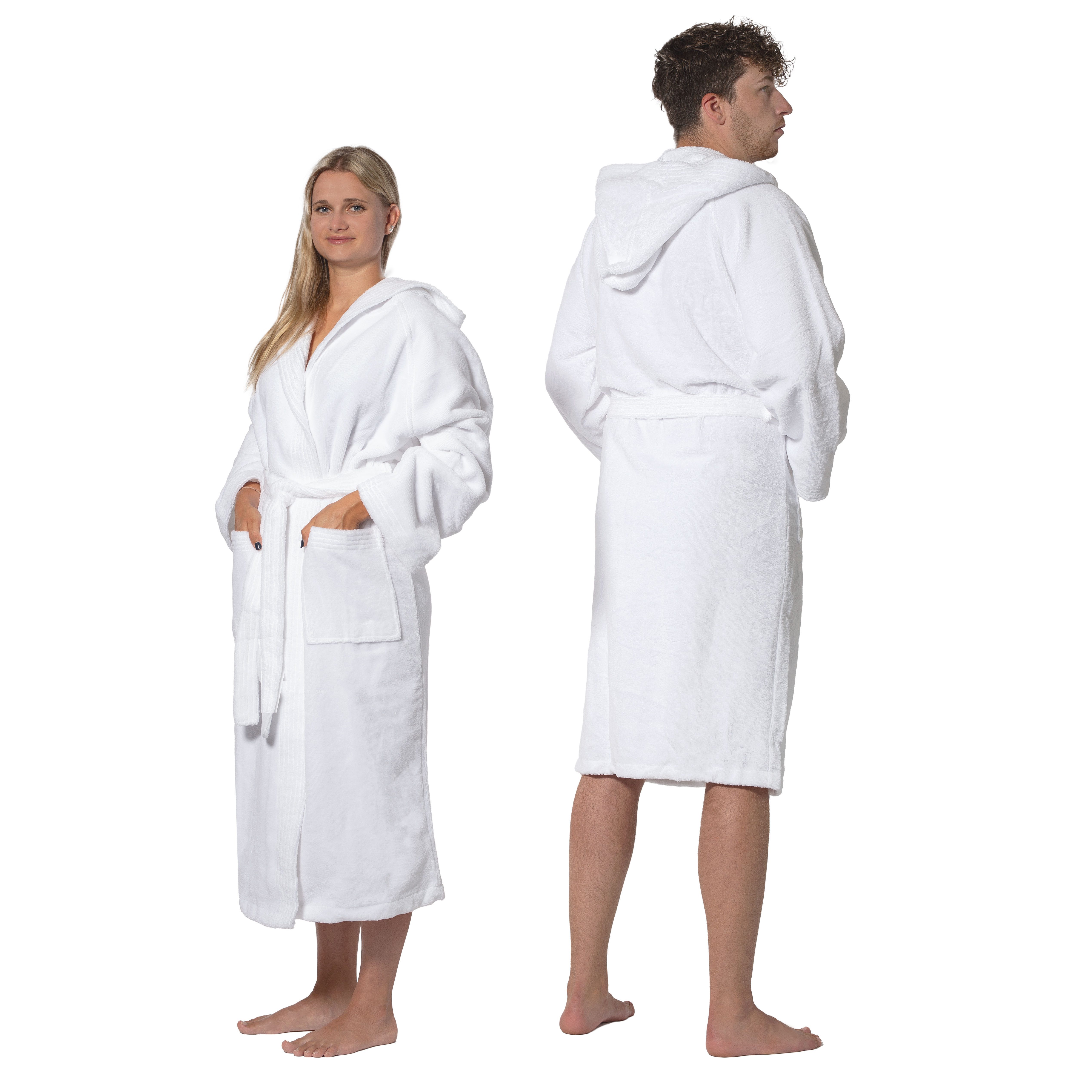 ZOLLNER Unisex-Bademantel, 100% Polyester-Velours, Klettverschluss, 100% Polyester-Velours, vom Hotelwäschespezialisten