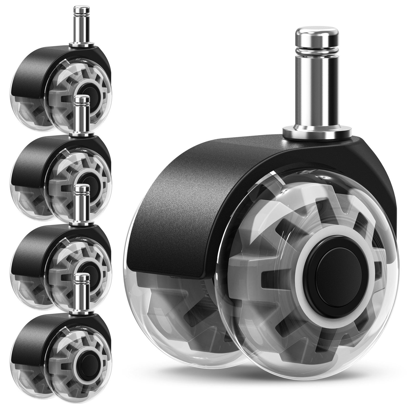 Ferghana Stuhlrolle Bürostuhl Rollen,11mm x 22mm Rollen für Bürostühle, (Set, 5er Set), 5er Set Universal Hartbodenrollen für Bürostuhl Stuhlrollen