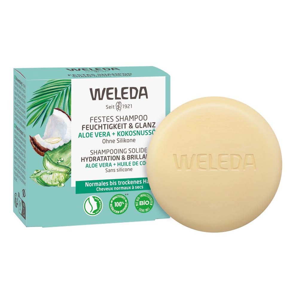WELEDA Festes Haarshampoo Festes Shampoo - Feuchtigkeit & Glanz 50g