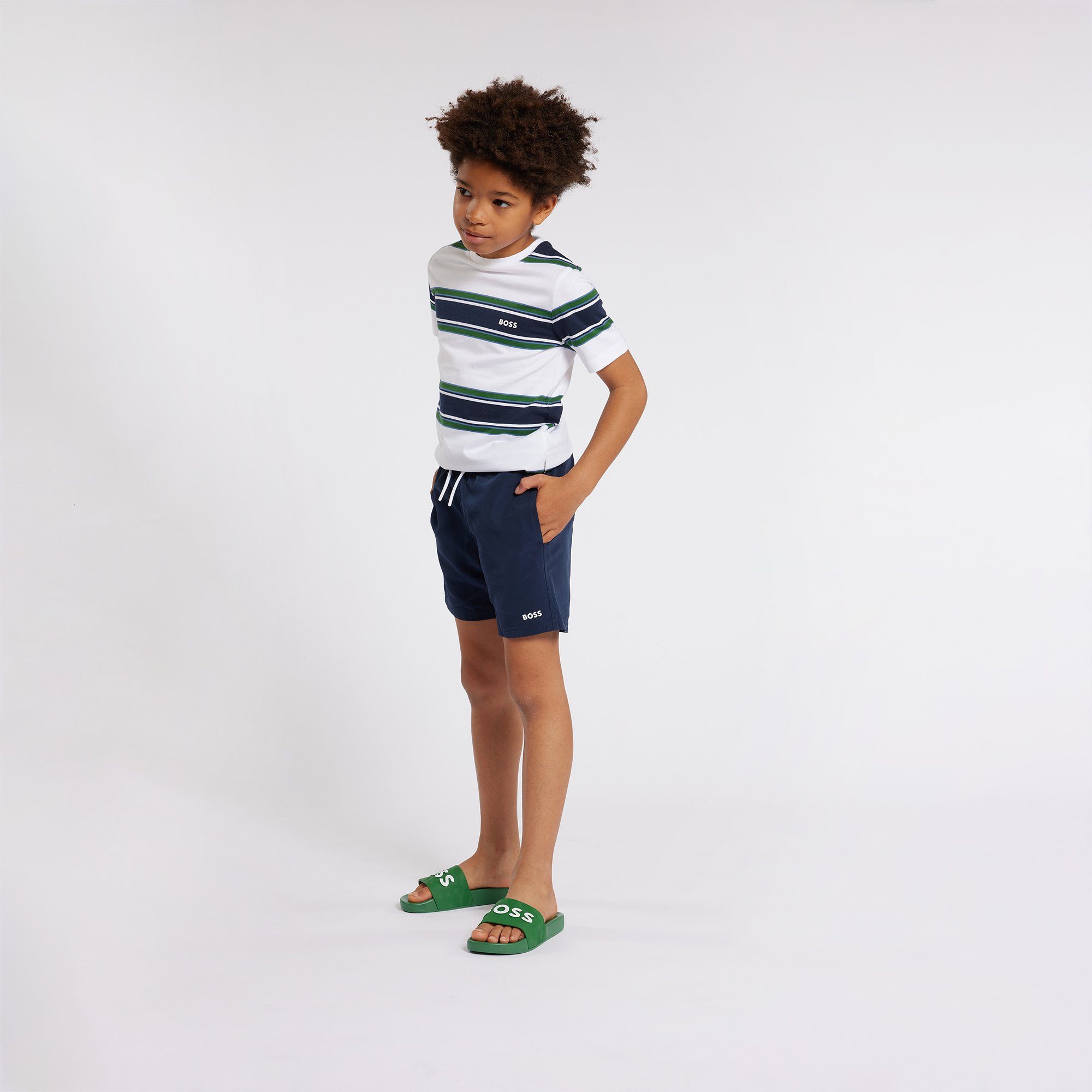 Boss Kidswear Badeshorts Boss Kidswear Surfershorts dunkelblau mit kleinem Logo