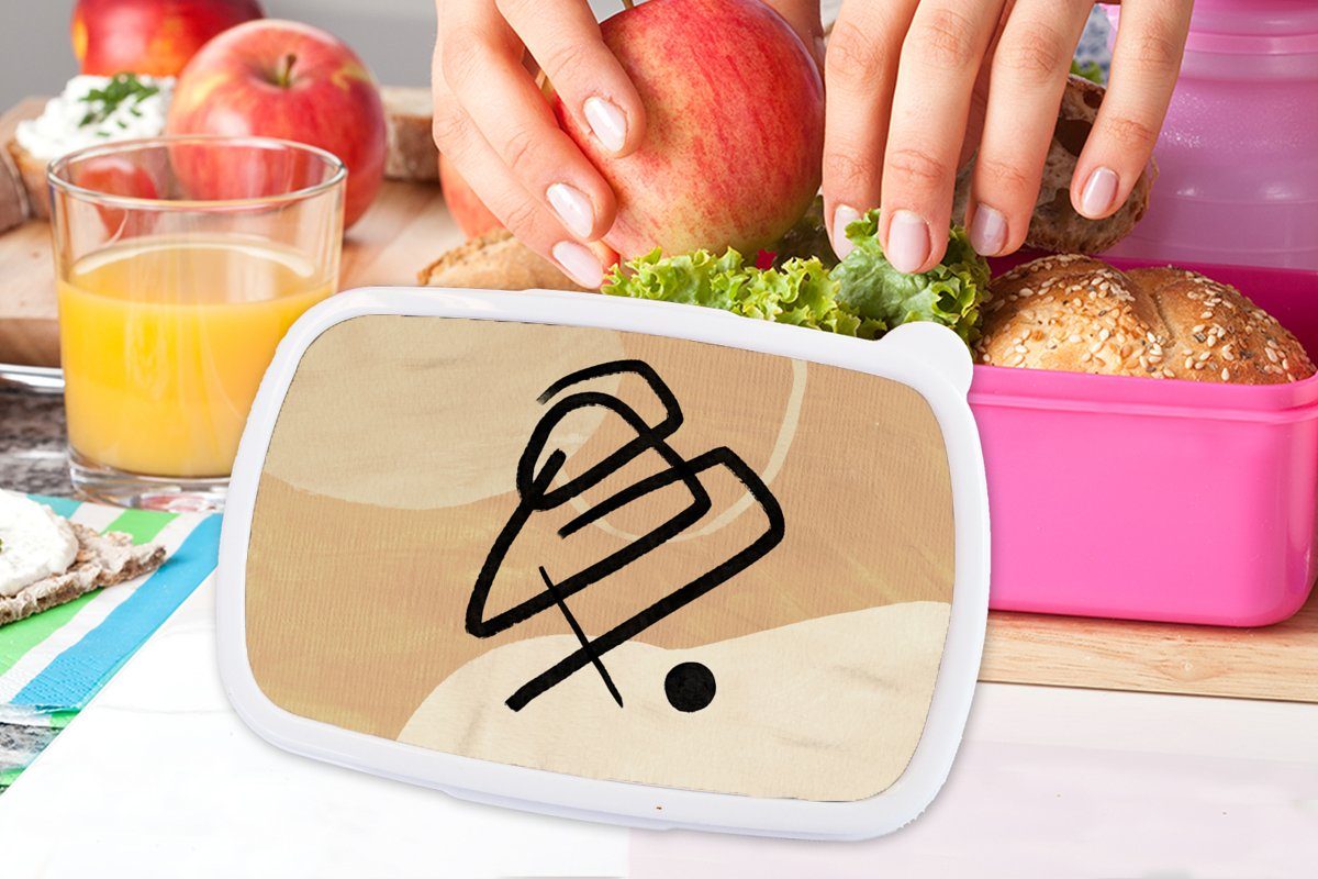 MuchoWow Lunchbox Abstrakt - Kinder, Braun, rosa - für Brotdose Schwarz Snackbox, Brotbox Kunststoff Kunststoff, Mädchen, Erwachsene, (2-tlg)