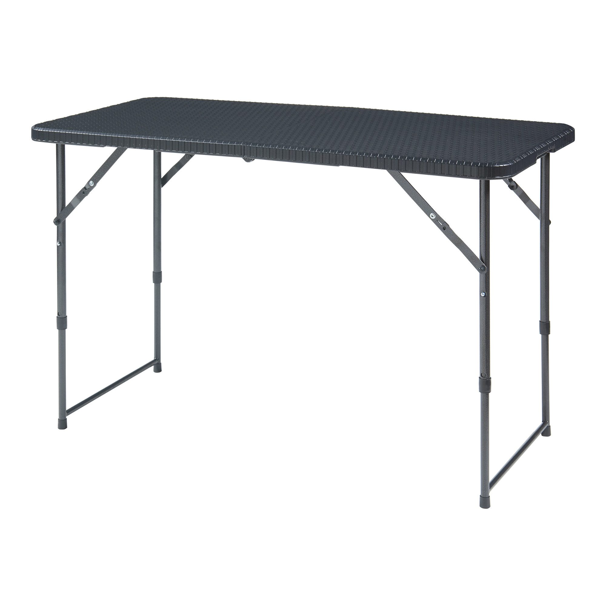 en.casa Klapptisch, »Adelfia« 120x60cm 3-stufig höhenverstellbar Rattanoptik, Schwarz