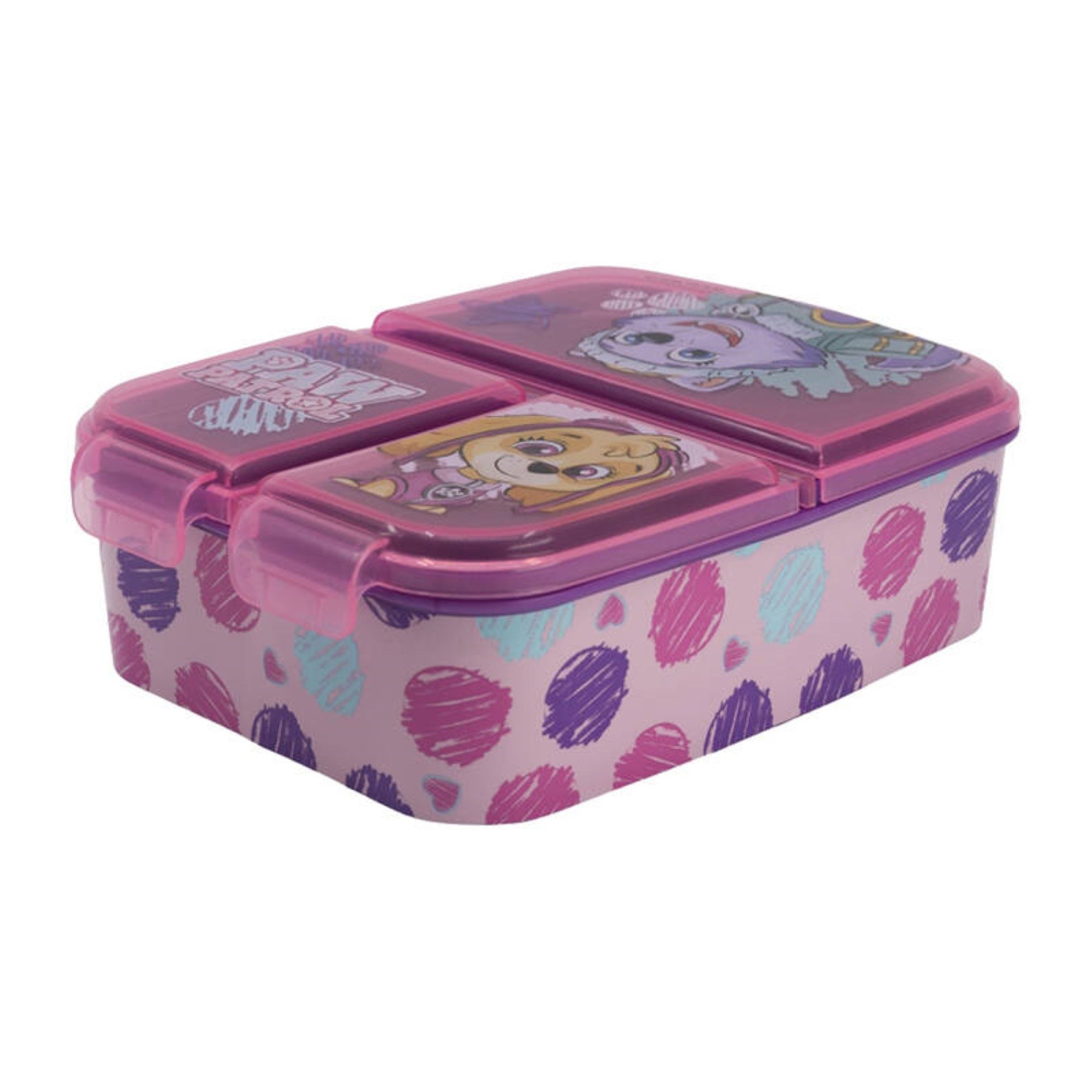 PAW PATROL Lunchbox Brotdose mit 3 Fächer Skye Lunchbox in Rosa Frühstücksbox für Kinder