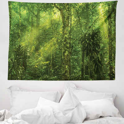 Wandteppich aus Weiches Mikrofaser Stoff Für das Wohn und Schlafzimmer, Abakuhaus, rechteckig, Grün Sun Beams Tropic Wald