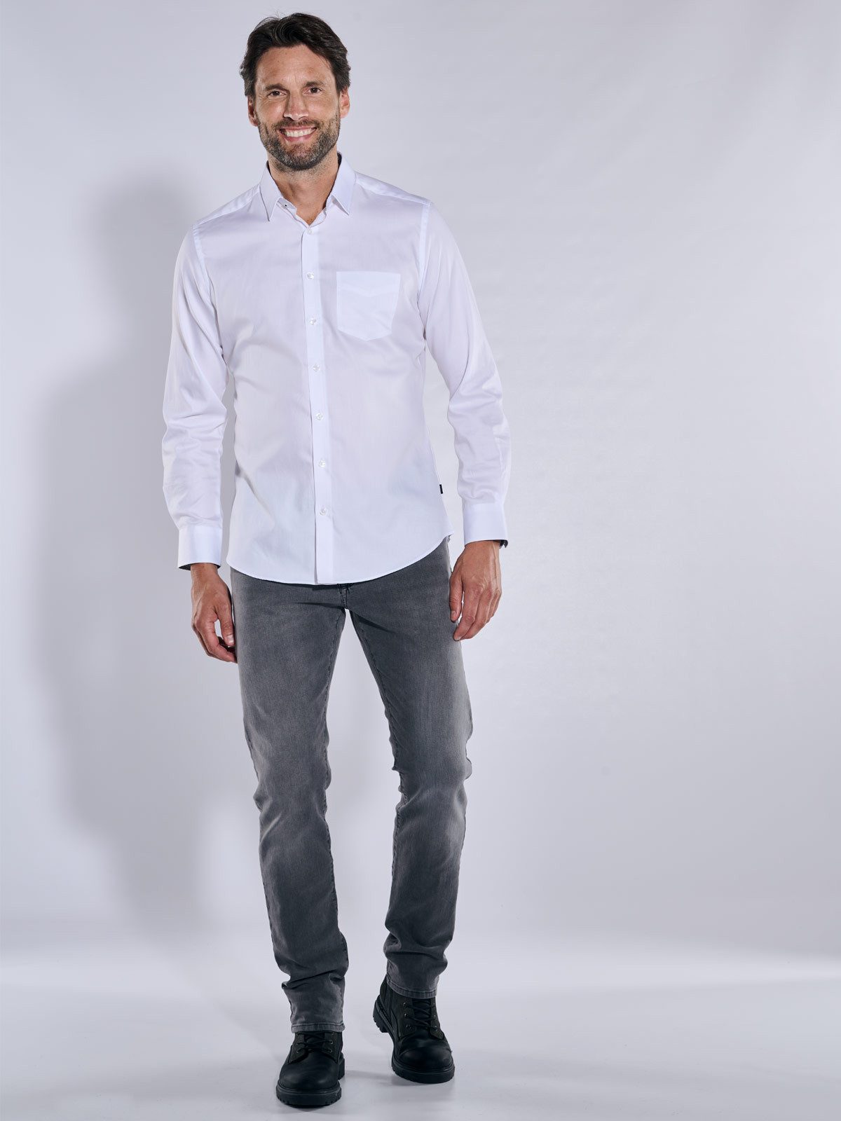 Engbers Langarmhemd Herren Langarm-Hemd "My Favorite", Reinweiss
