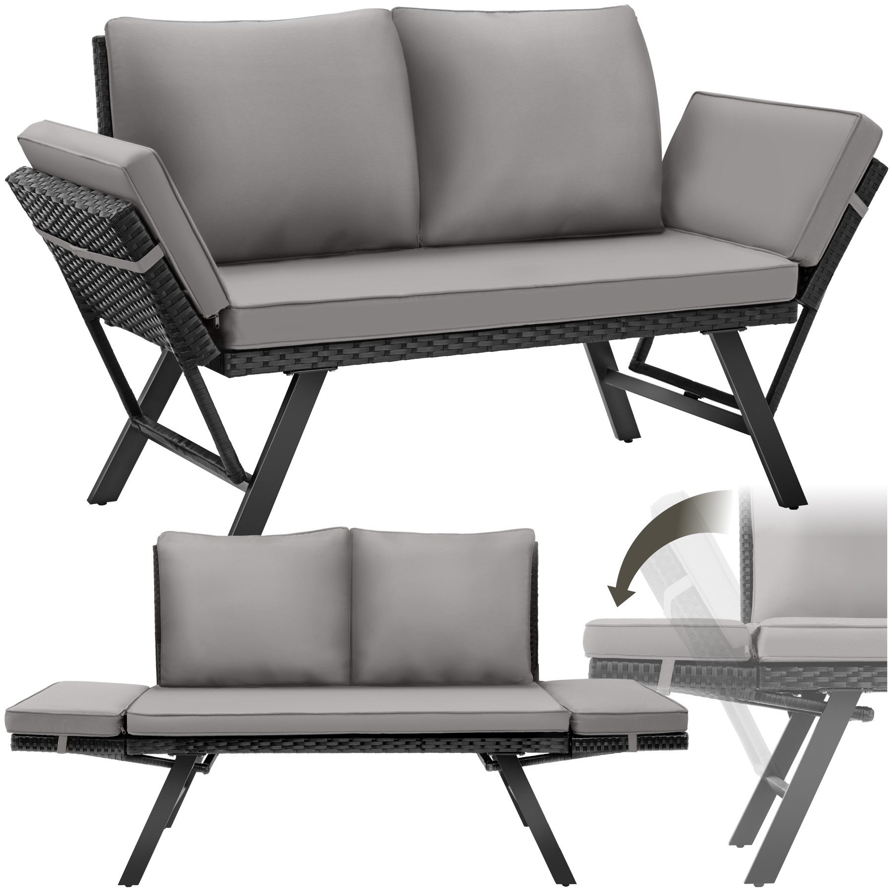 tectake Loungeset Rattan-Loungesofa, (Set., 1-tlg), Hochwertiges Polyrattan günstig online kaufen