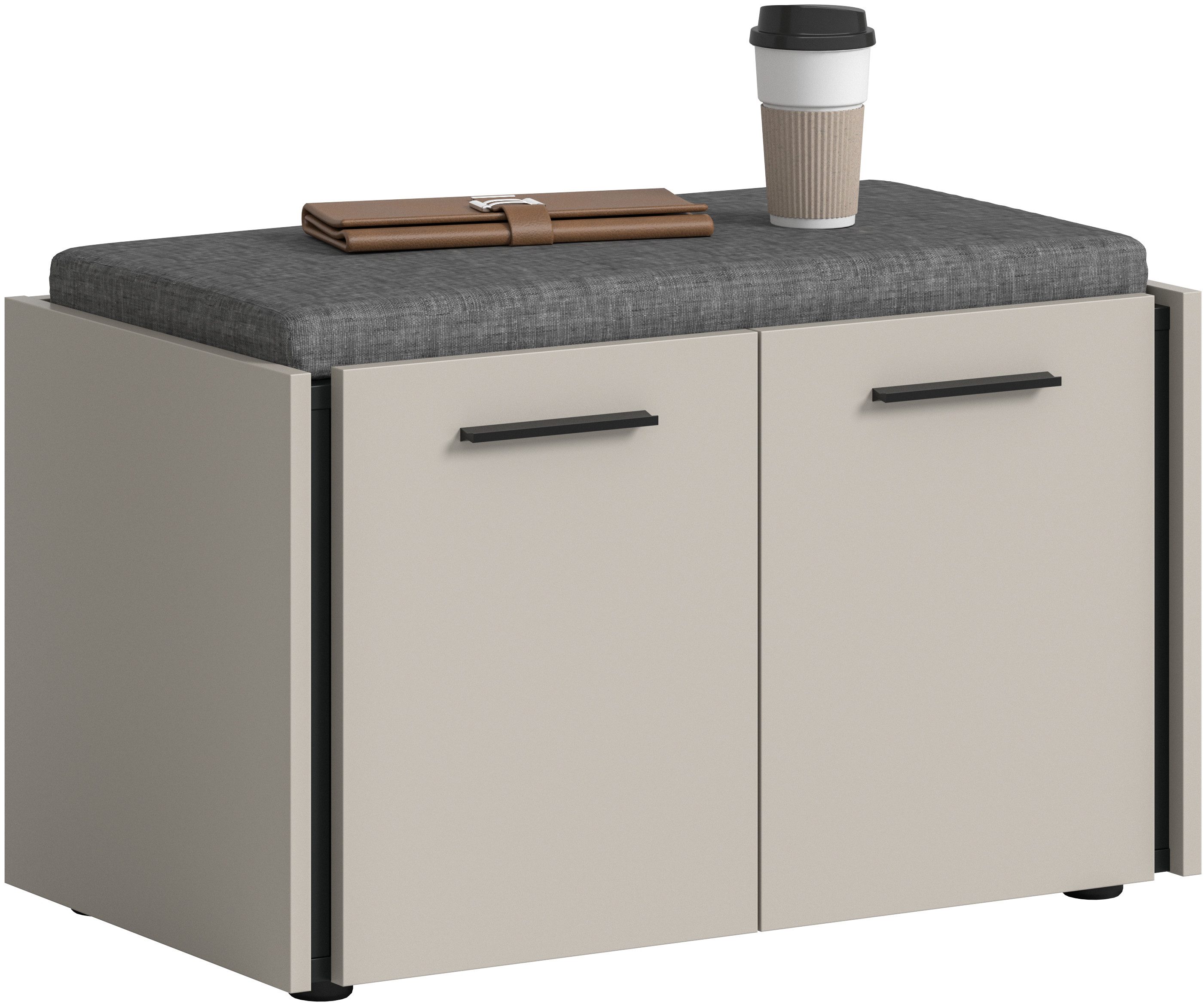 Home affaire Sitzbank RAK, Breite 75 cm, inkl. Sitzkissen, 2 Türen, 2 Einlegeböden, 4 Fächer (bietet Platz für ca. 12 Schuhe), Bank, Garderobenbank, Dielenbank, Flurbank, Kommode
