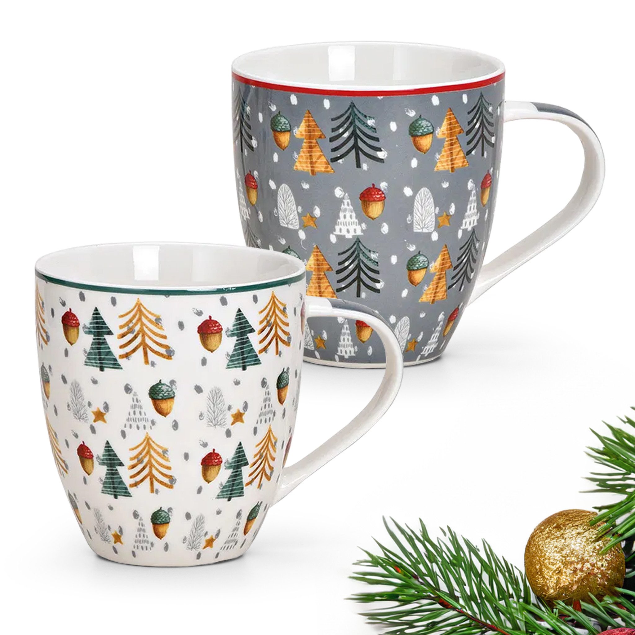 Tasse Grosse Weihnachtstassen 2er Set Bäume Kaffeetassen