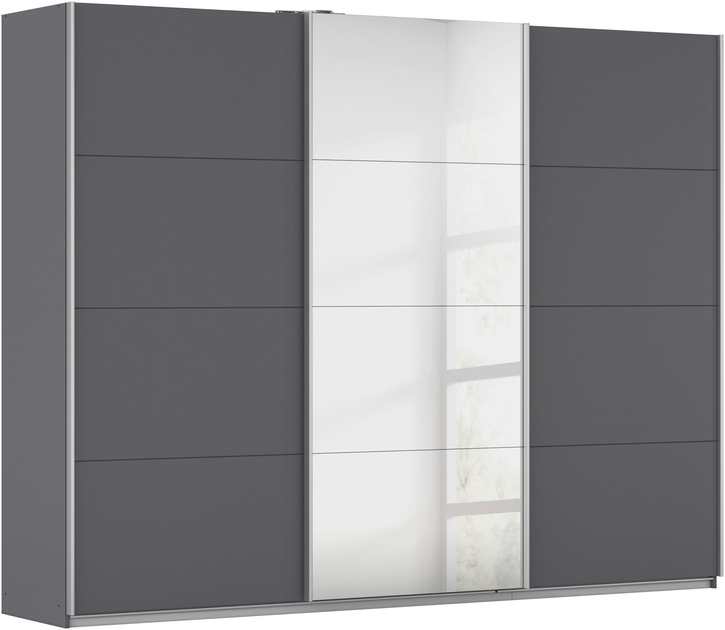rauch Schwebetürenschrank Kleiderschrank Schrank Garderobe Wäscheschrank Ankleide KULMBACH (Breite 271 cm) in 2 Höhen erhältlich, mit Metallgriffleisten MADE IN GERMANY