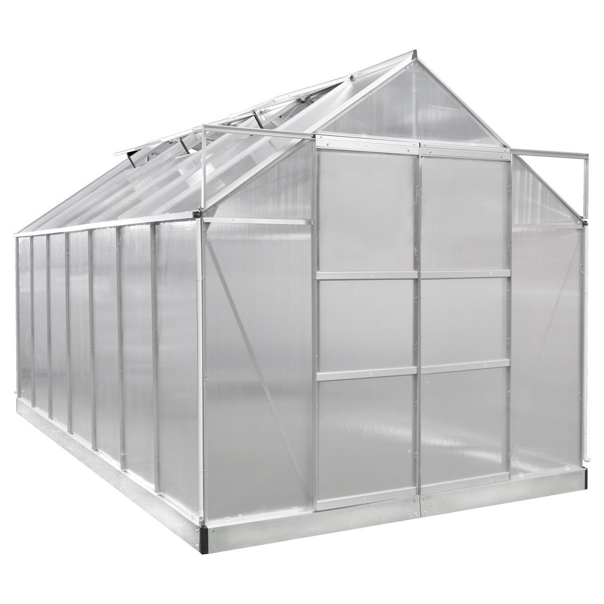 BRAST Gewächshaus ALU mit Fundament rostfrei 490x250x235cm TÜV geprüft, BxTxH: 250 x 490 x 235 cm, wetterfestes hochwertiges Aluminium, Temperaturbeständig, Wärmedämmend, Lichtbrechend & UV-stabilisiert