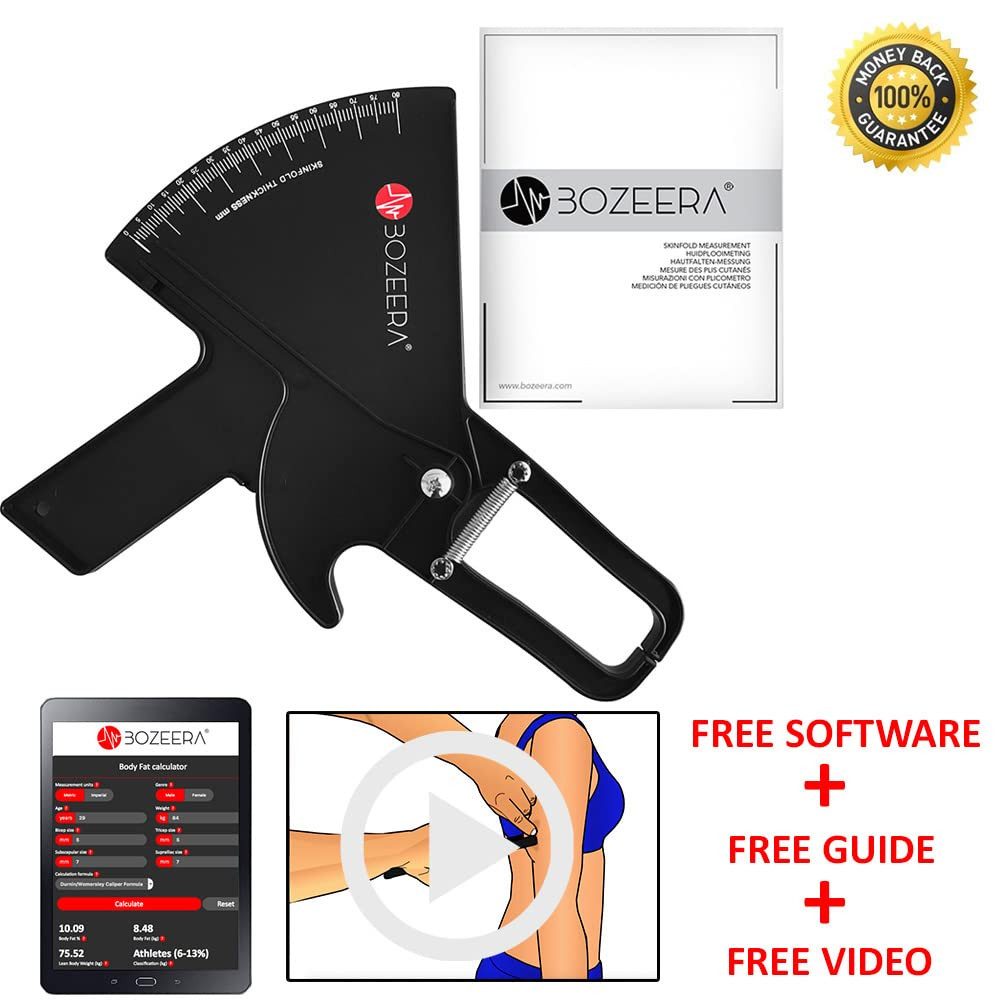 BOZEERA Körpermaßband Caliper Körperfettzange Professionell – inklusive GRATIS Software